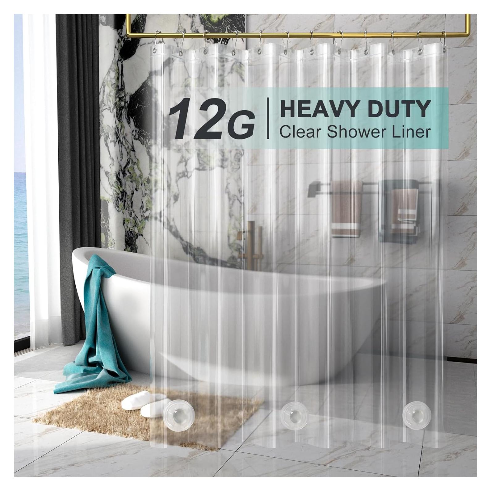 Cortina de Ducha Transparente AmazerBath 183x183 cm Impermeable