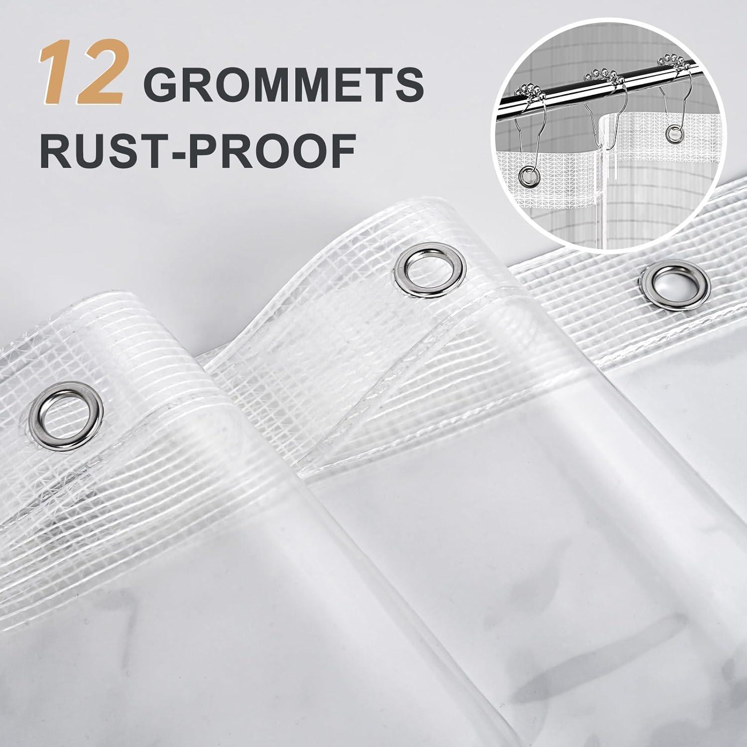 Cortina de Ducha Transparente AmazerBath 183x183 cm Impermeable