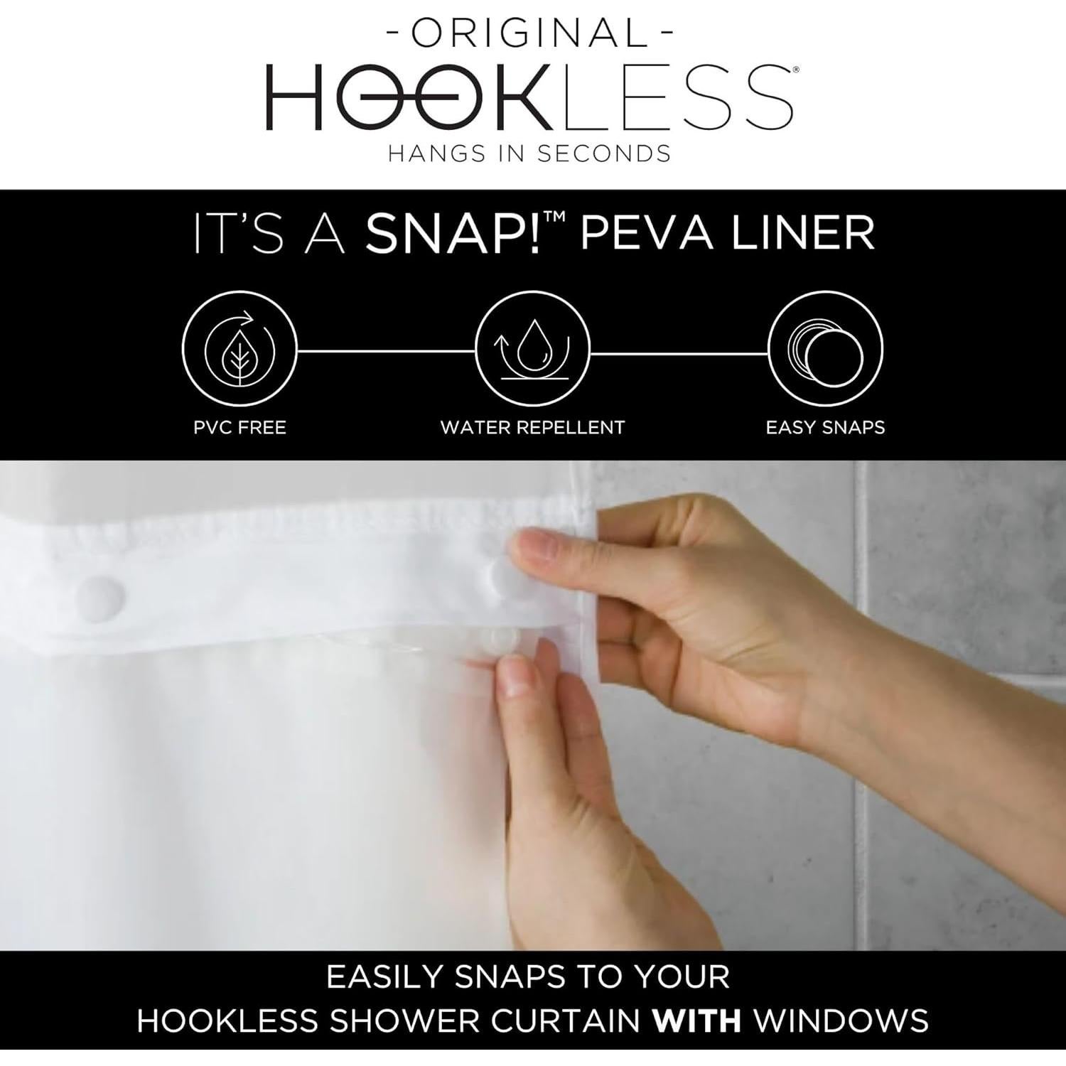 Forro de Cortina de Ducha Hookless Es Un Chasquido! 177.8x137.2cm
