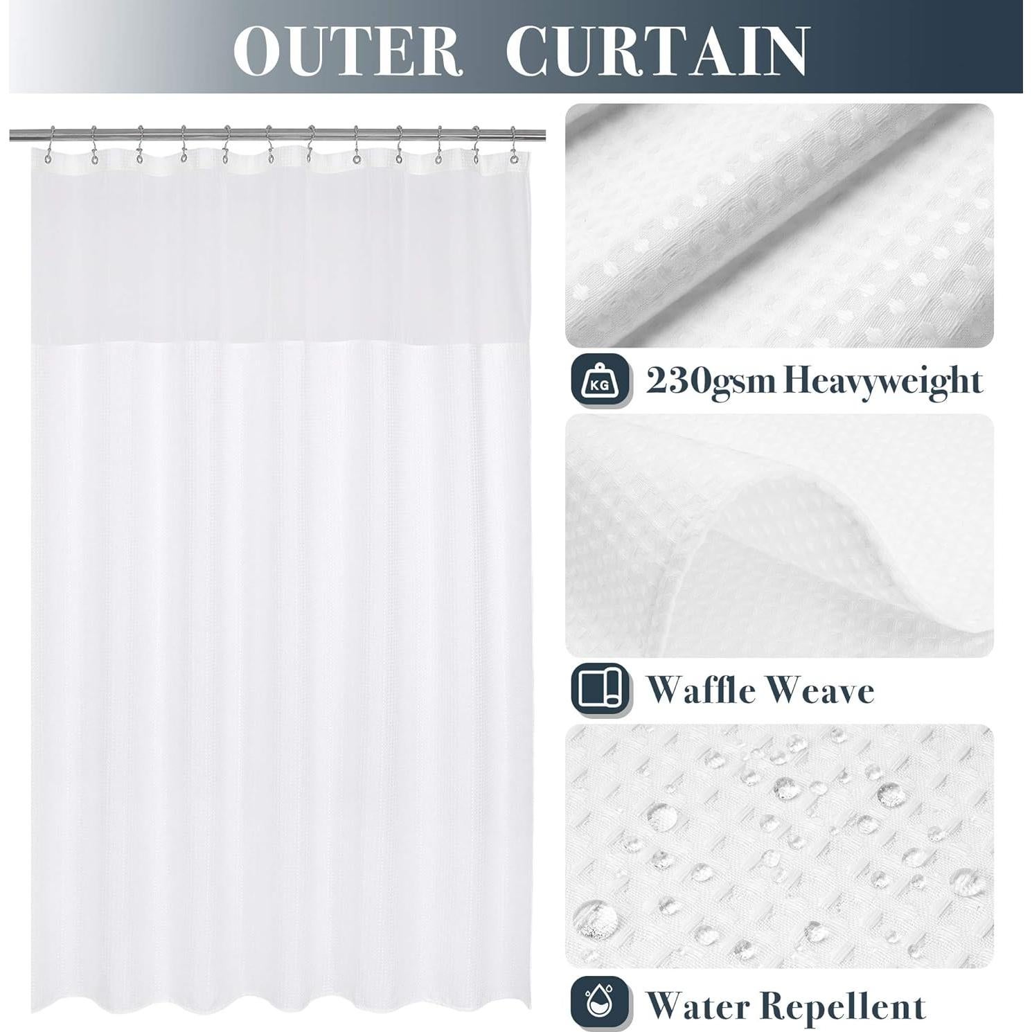 Cortina de Ducha N&Y HOME 71x72 cm con Forro y Ganchos