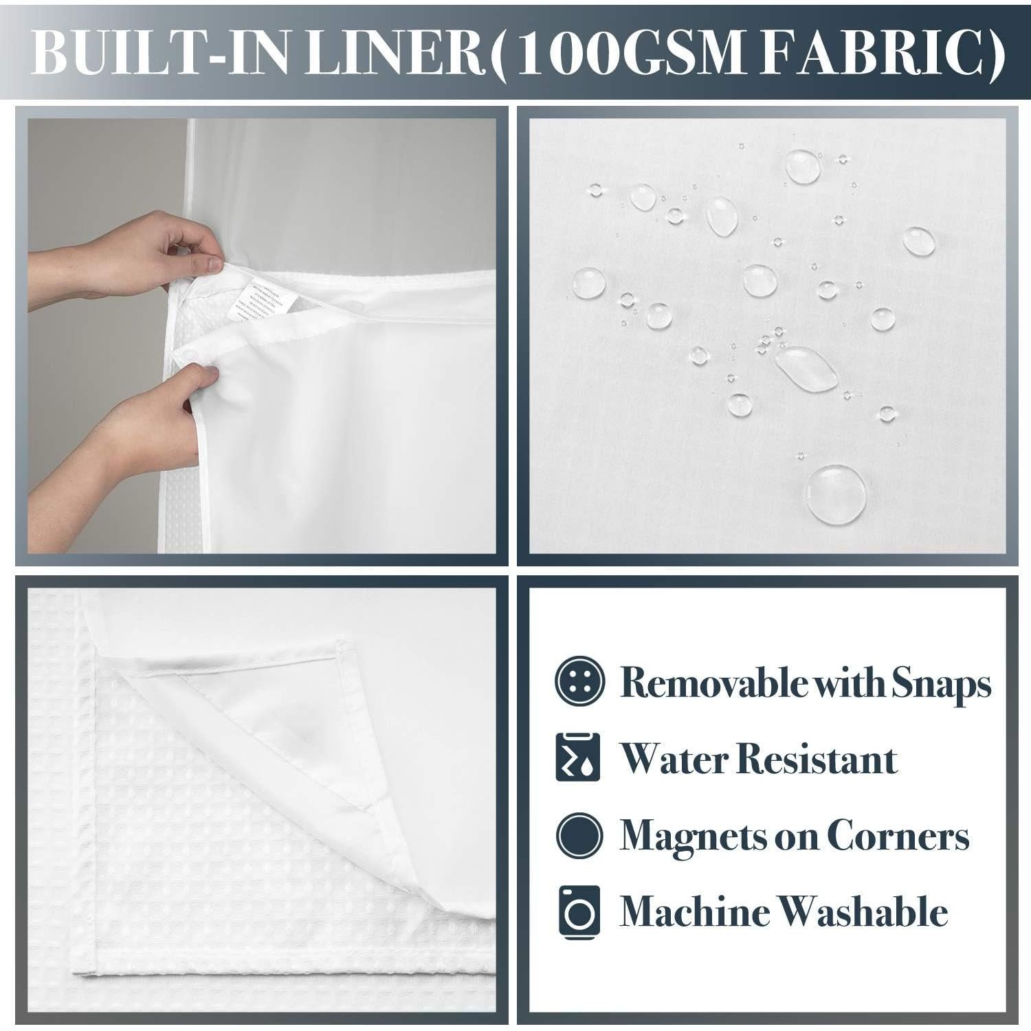 Cortina de Ducha N&Y HOME 71x72 cm con Forro y Ganchos