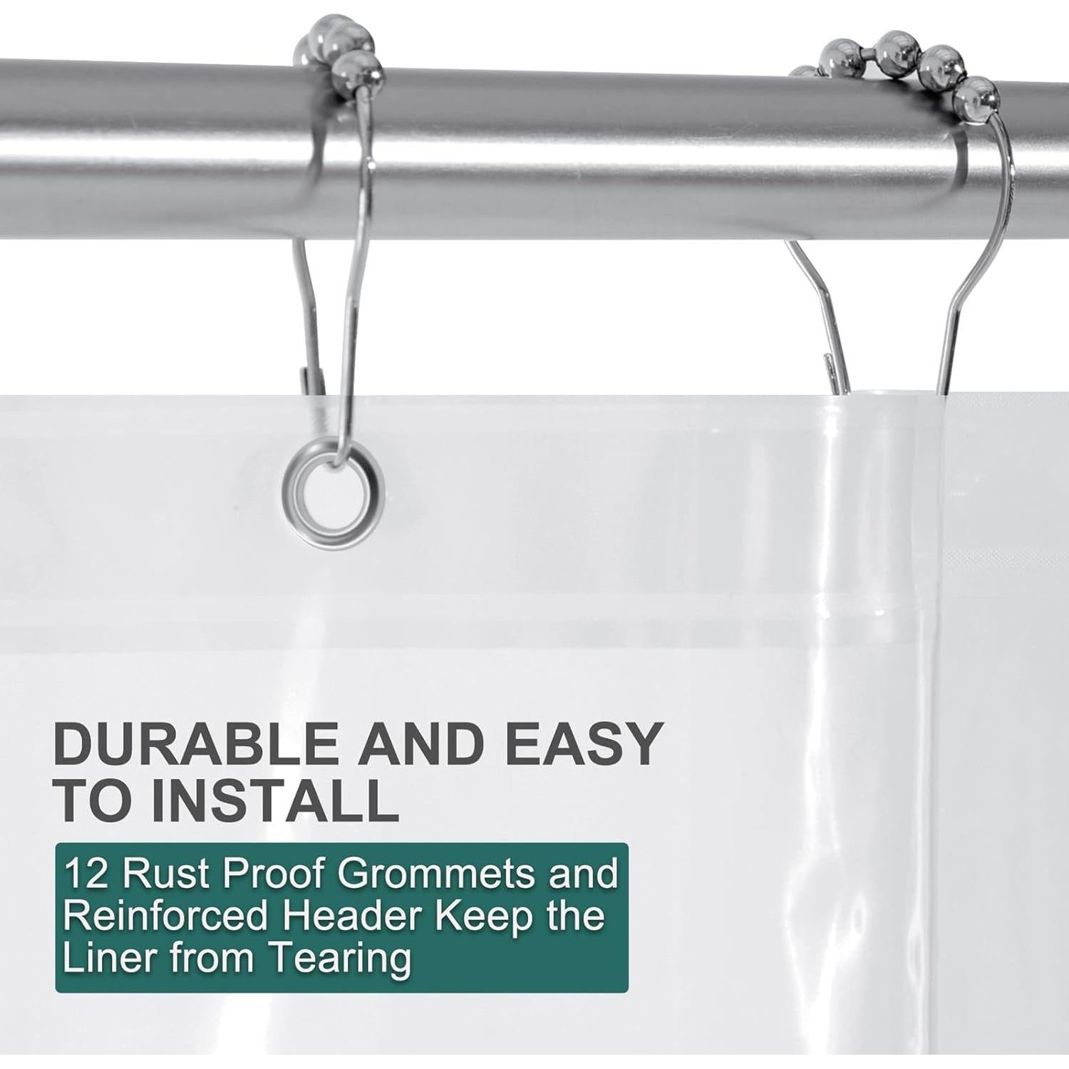 Funda de Ducha Transparente AmazerBath 72x198 cm 8G Pesada Impermeable