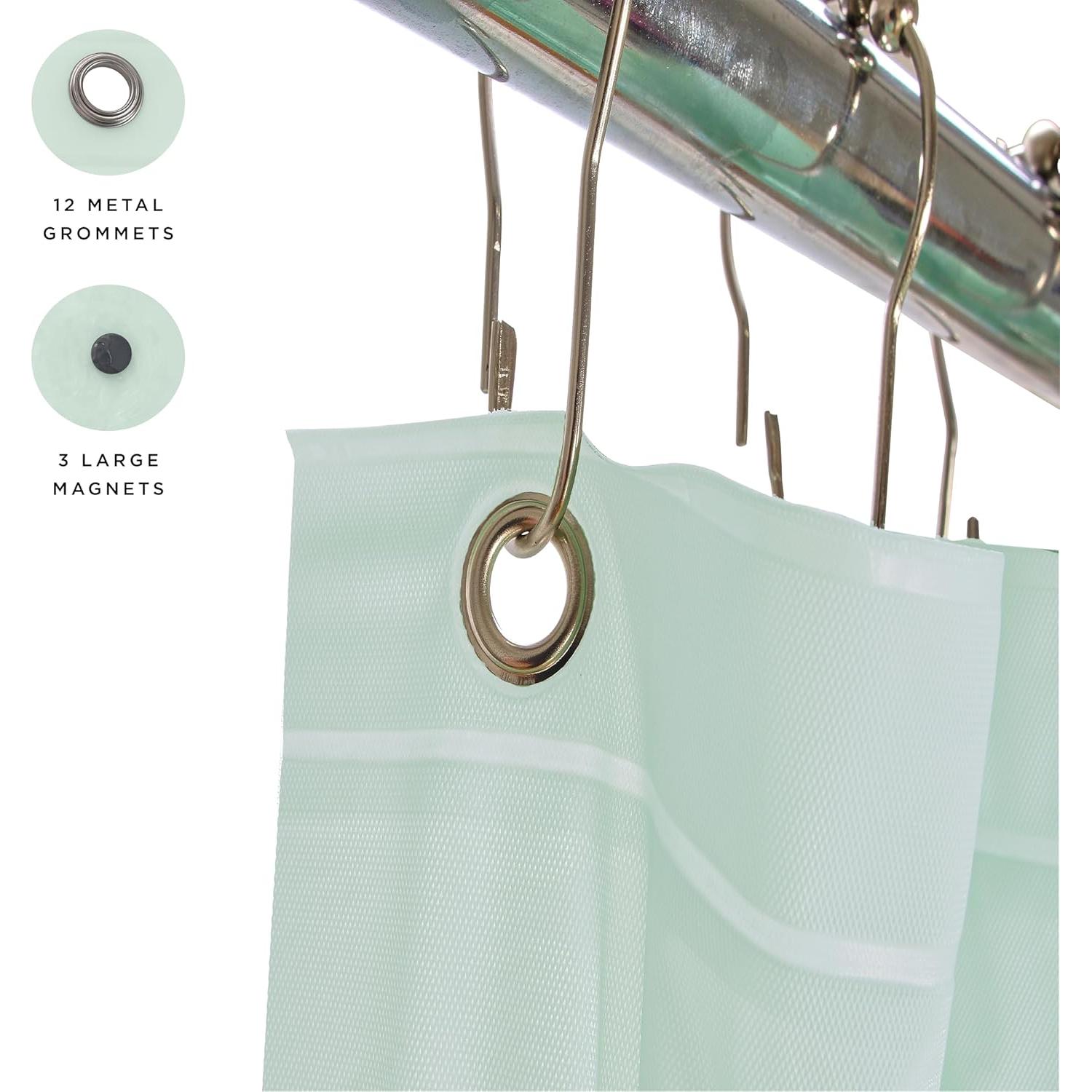 Forro de Ducha PVC Bath Bliss 178x183cm Menta 12 Ojetes