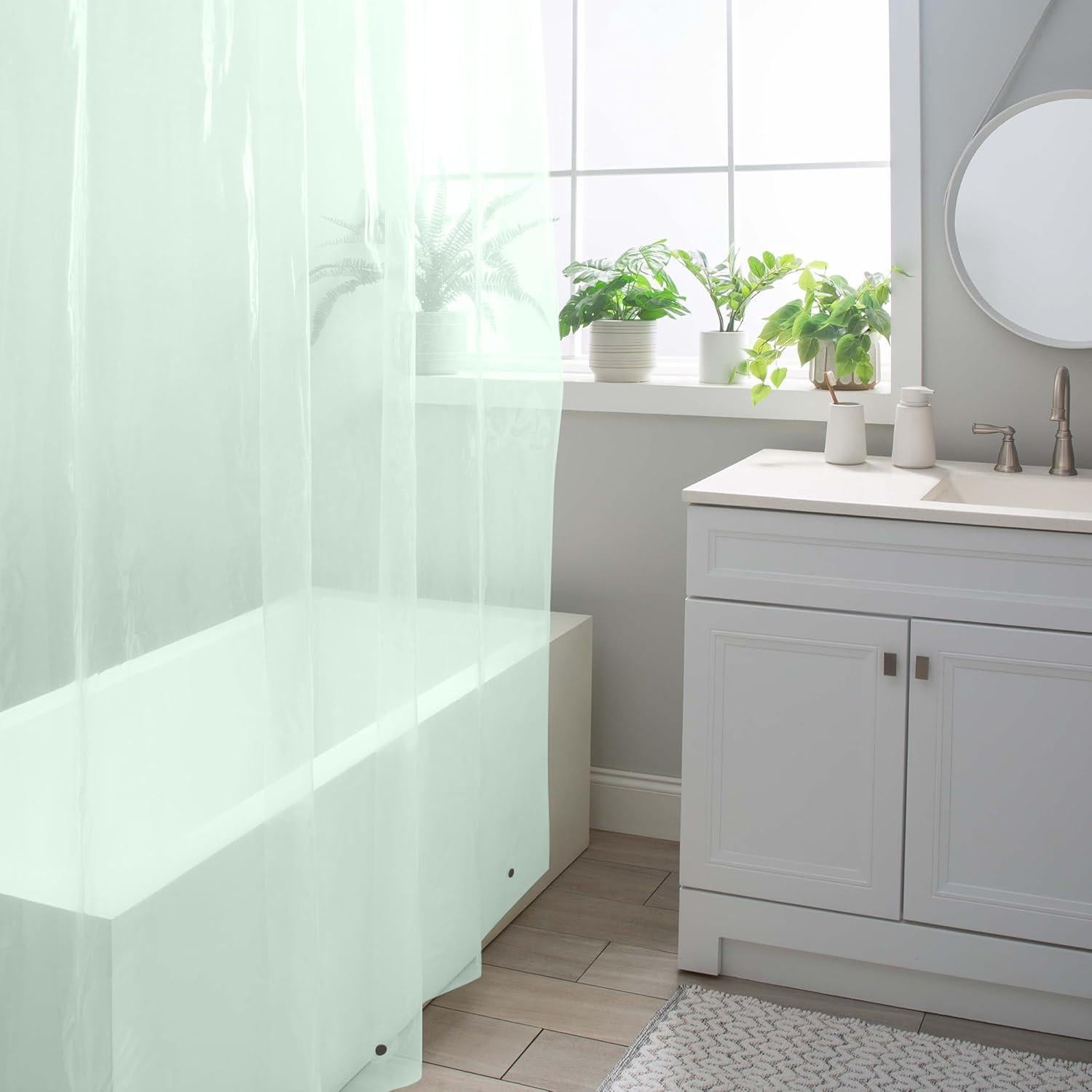 Forro de Ducha PVC Bath Bliss 178x183cm Menta 12 Ojetes