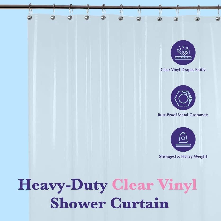 Cortina de Ducha Epica de Vinilo Transparente 1.83m x 1.83m