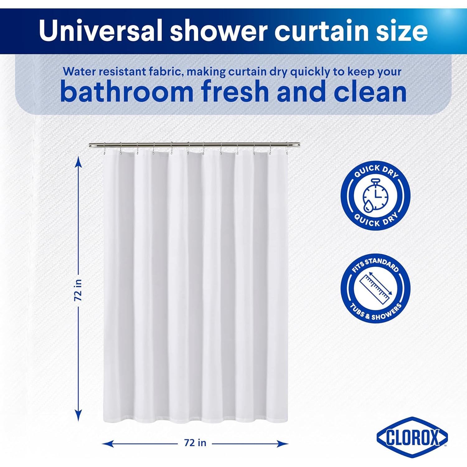 Cortina de Ducha Clorox 2-en-1 Blanca 182.88x182.88 cm