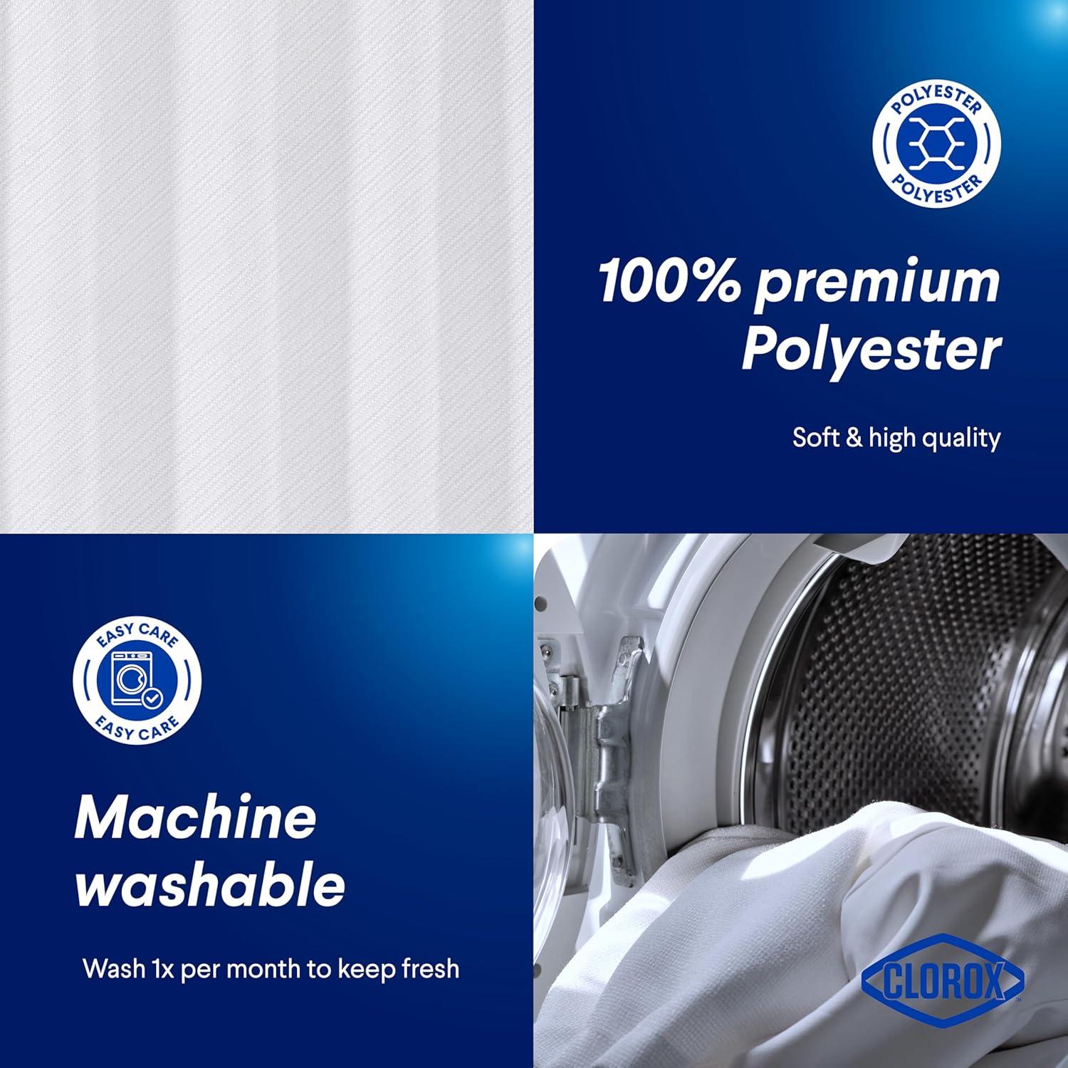 Cortina de Ducha Clorox 2-en-1 Blanca 182.88x182.88 cm