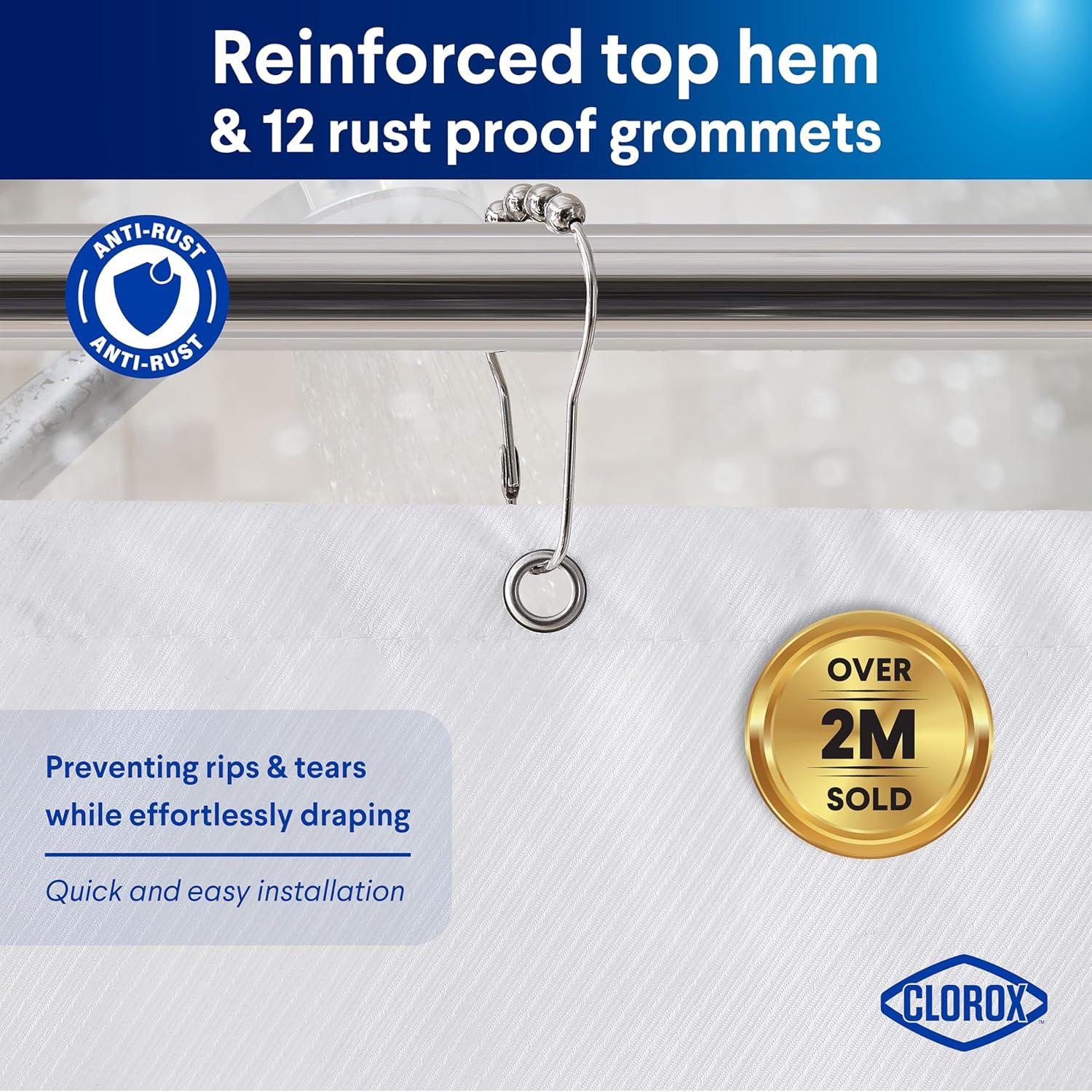 Cortina de Ducha Clorox 2-en-1 Blanca 182.88x182.88 cm