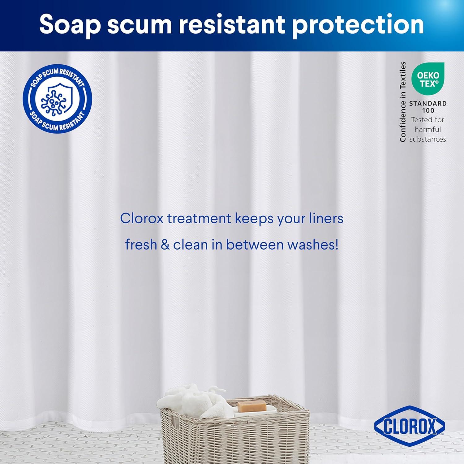 Cortina de Ducha Clorox 2-en-1 Blanca 182.88x182.88 cm