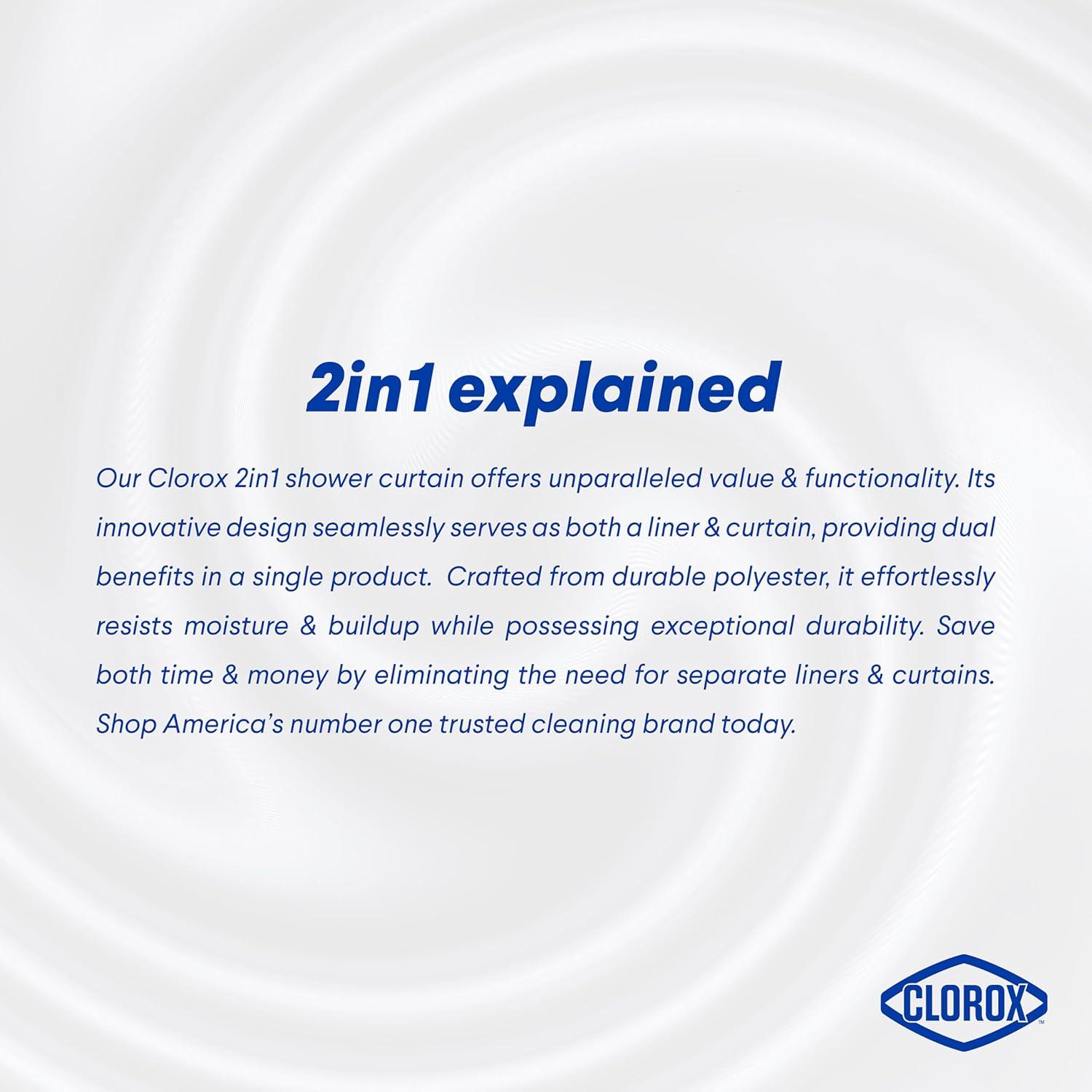 Cortina de Ducha Clorox 2-en-1 Blanca 182.88x182.88 cm
