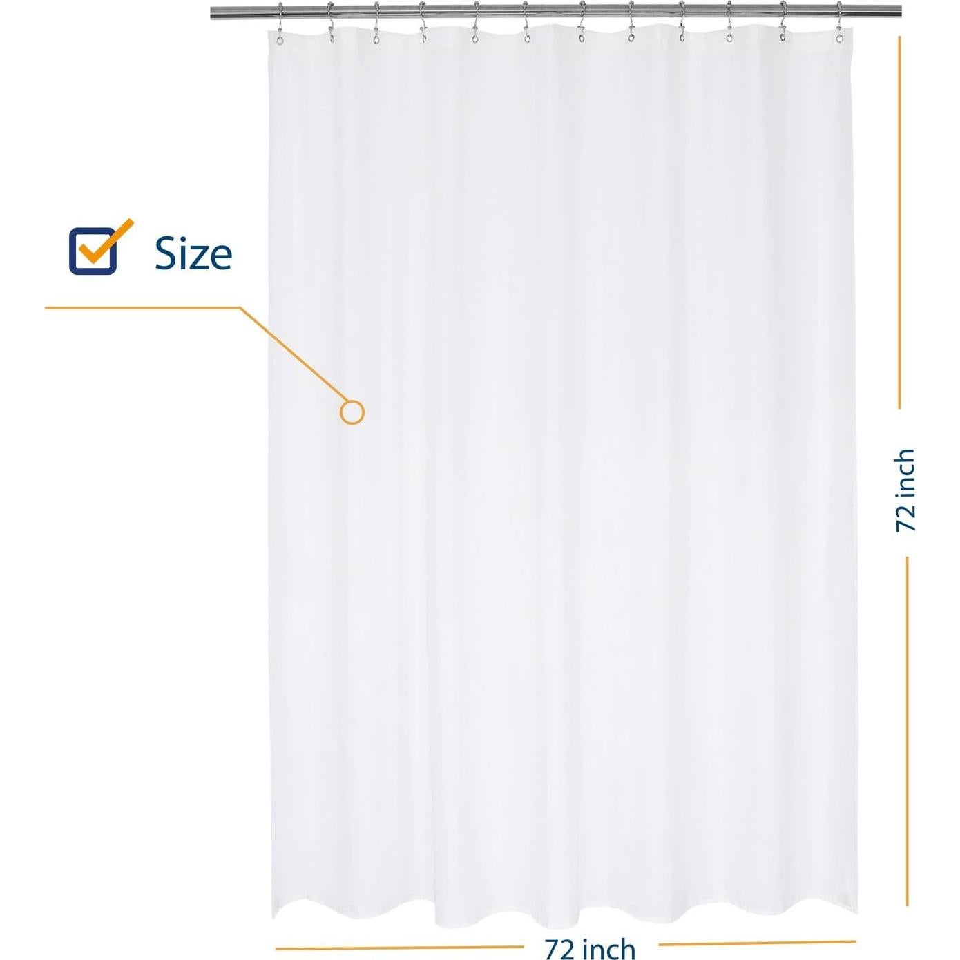 Cortina de Ducha N&Y HOME Nylon Blanca 182.88 x 182.88 cm