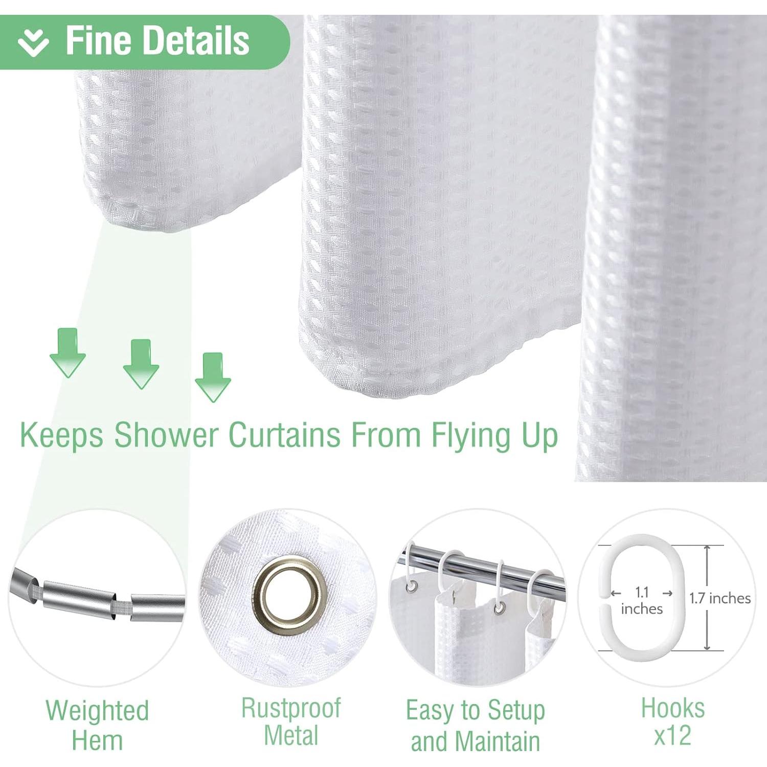 Cortina de Ducha de Tela Gruesa Dynamene 72x72 cm Blanca