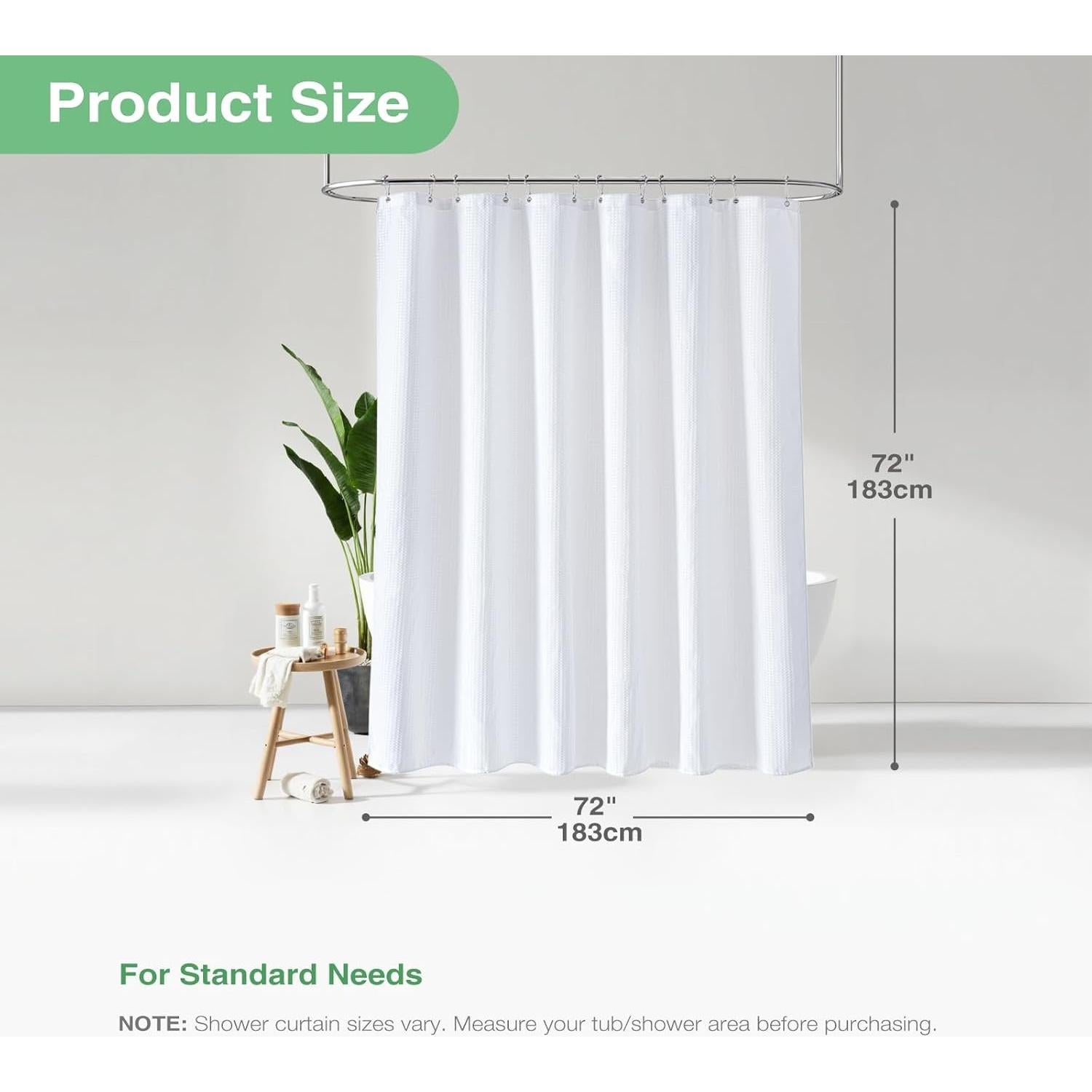 Cortina de Ducha de Tela Gruesa Dynamene 72x72 cm Blanca