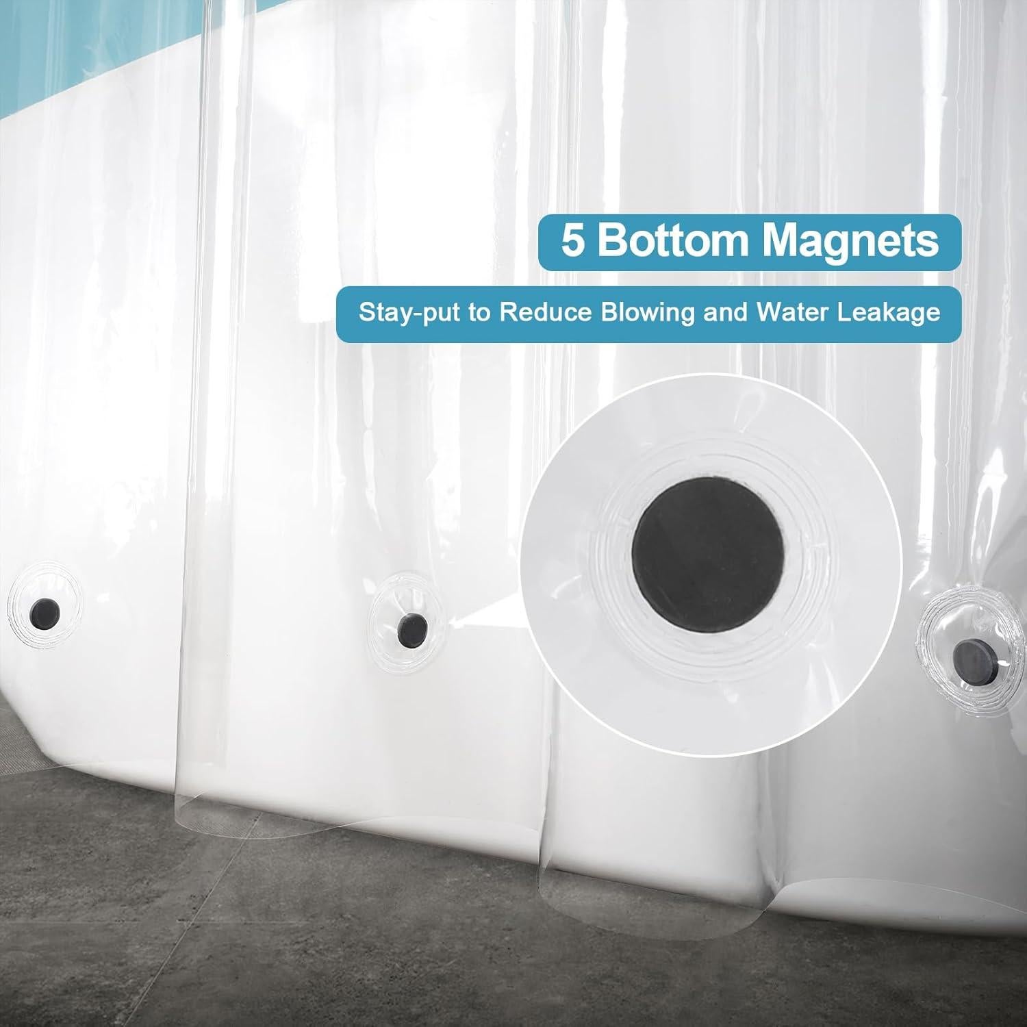 Cortina de Ducha Transparente EurCross 183x198 cm con Pesas