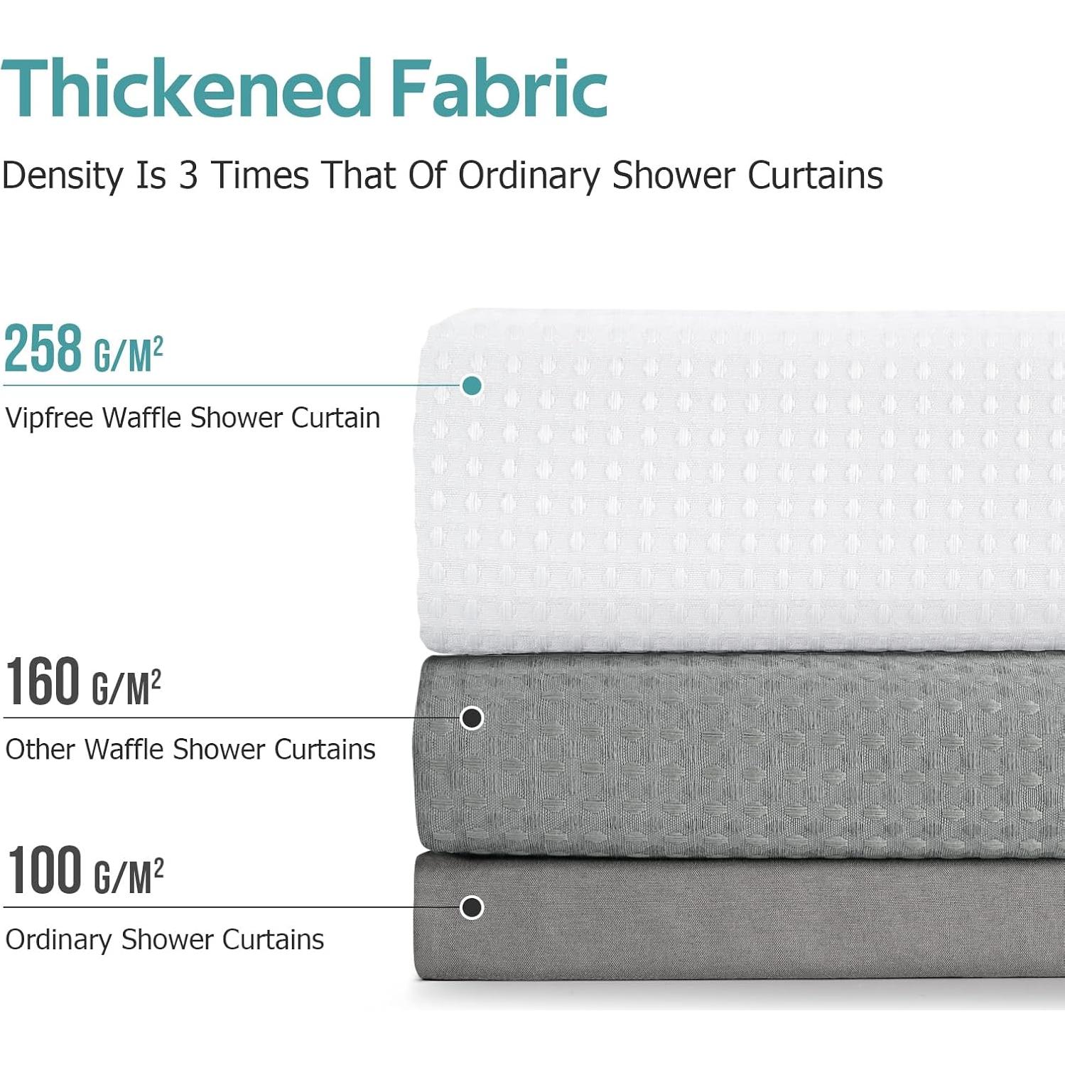 Juego de Cortina de Ducha 3 en 1 Vipfree 183x183 cm Blanco