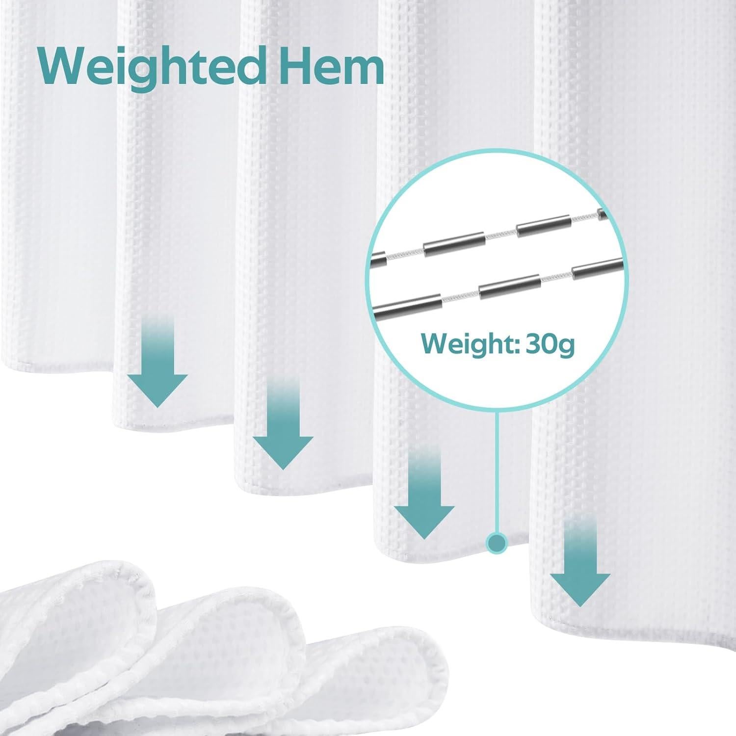 Juego de Cortina de Ducha 3 en 1 Vipfree 183x183 cm Blanco