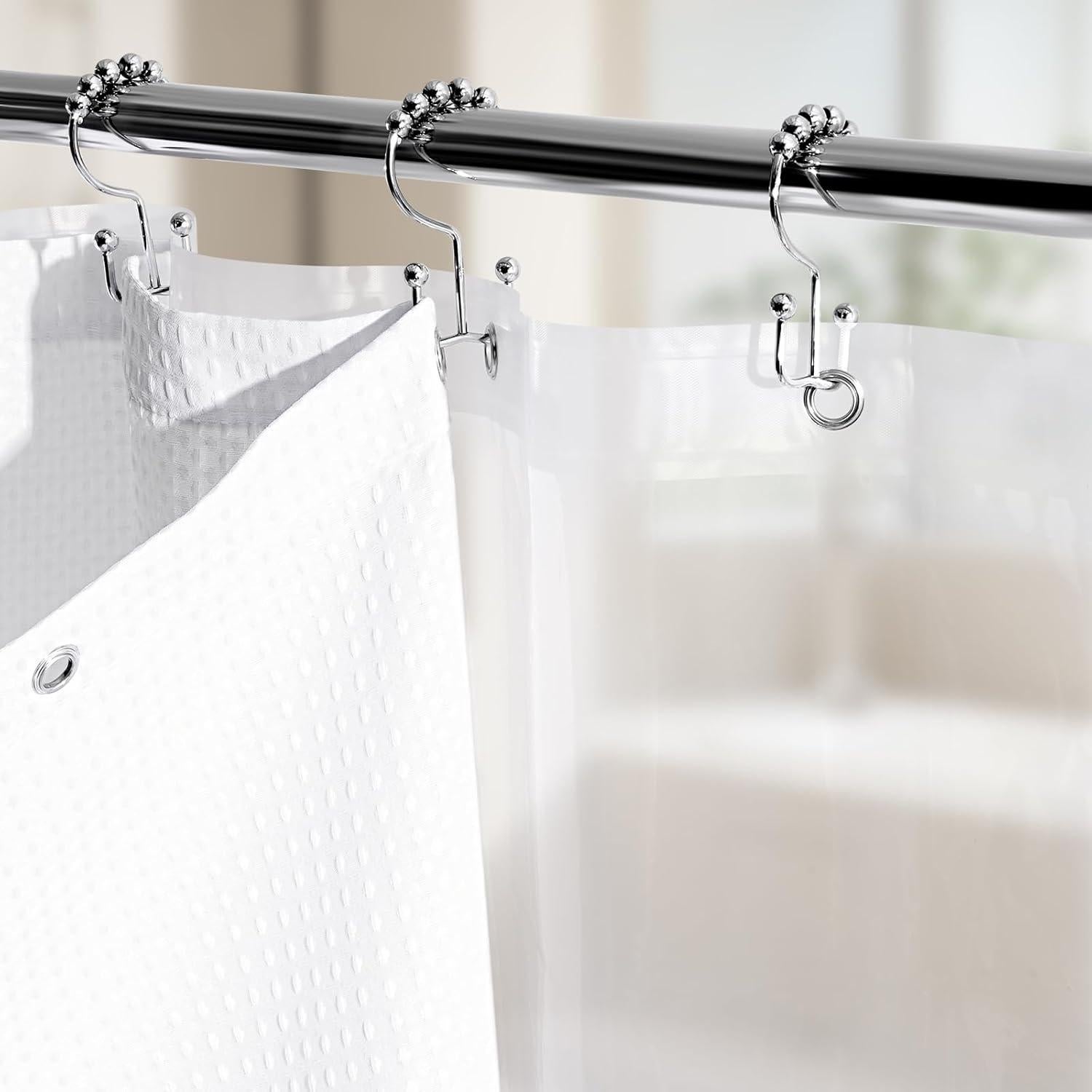 Juego de Cortina de Ducha 3 en 1 Vipfree 183x183 cm Blanco