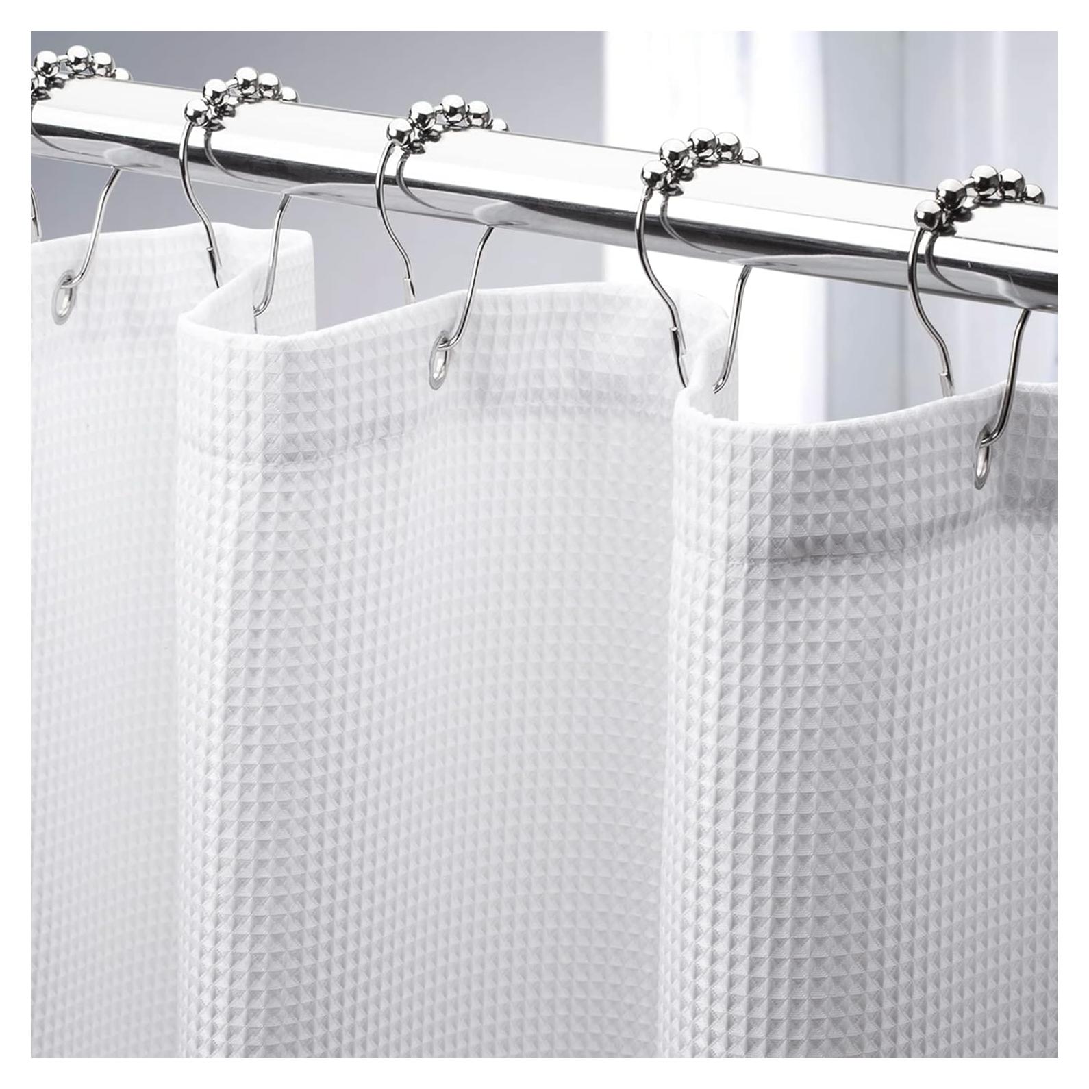 Cortina de Ducha Blanca AmazerBath 72x72 cm, Poliester Gofre