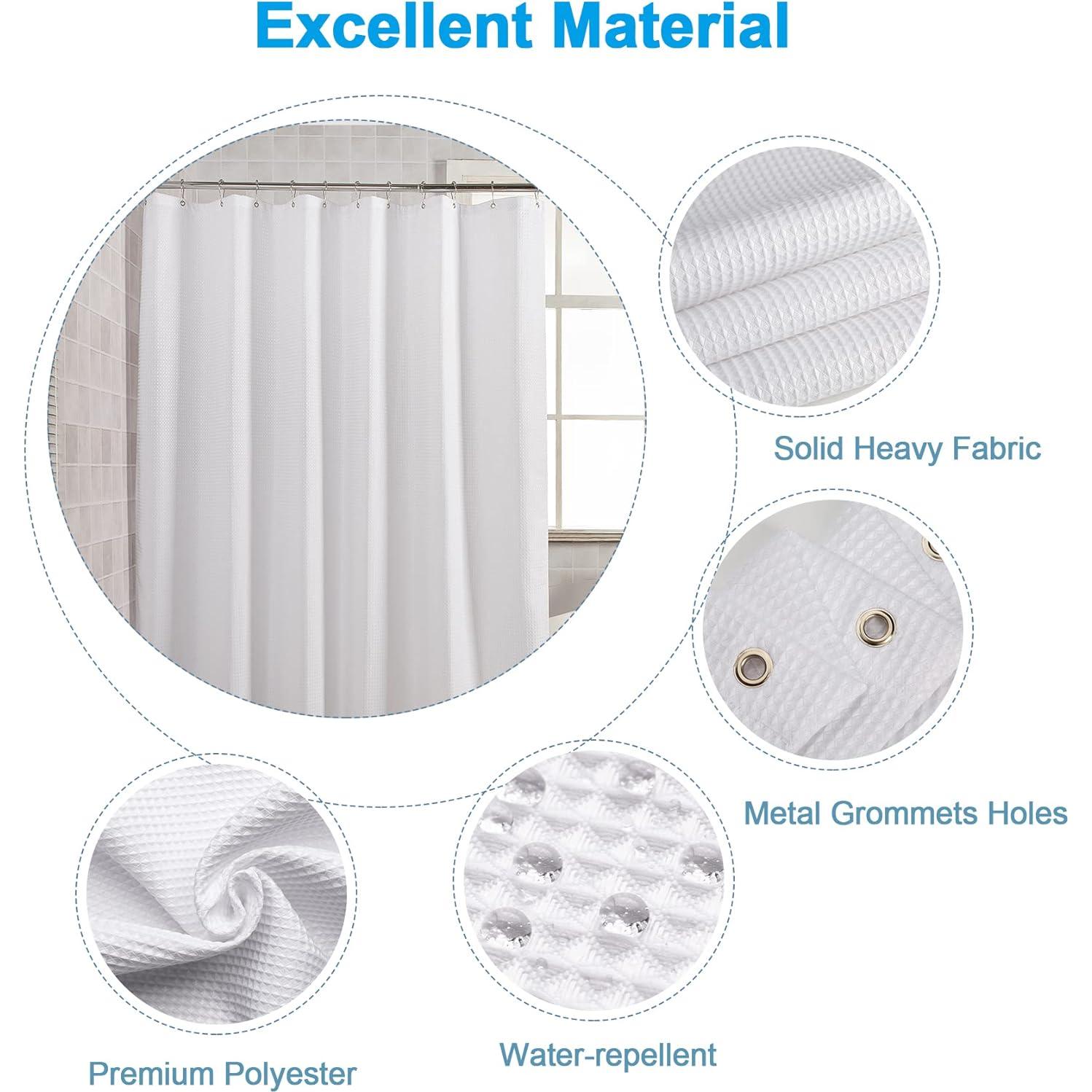 Cortina de Ducha Blanca AmazerBath 72x72 cm, Poliester Gofre