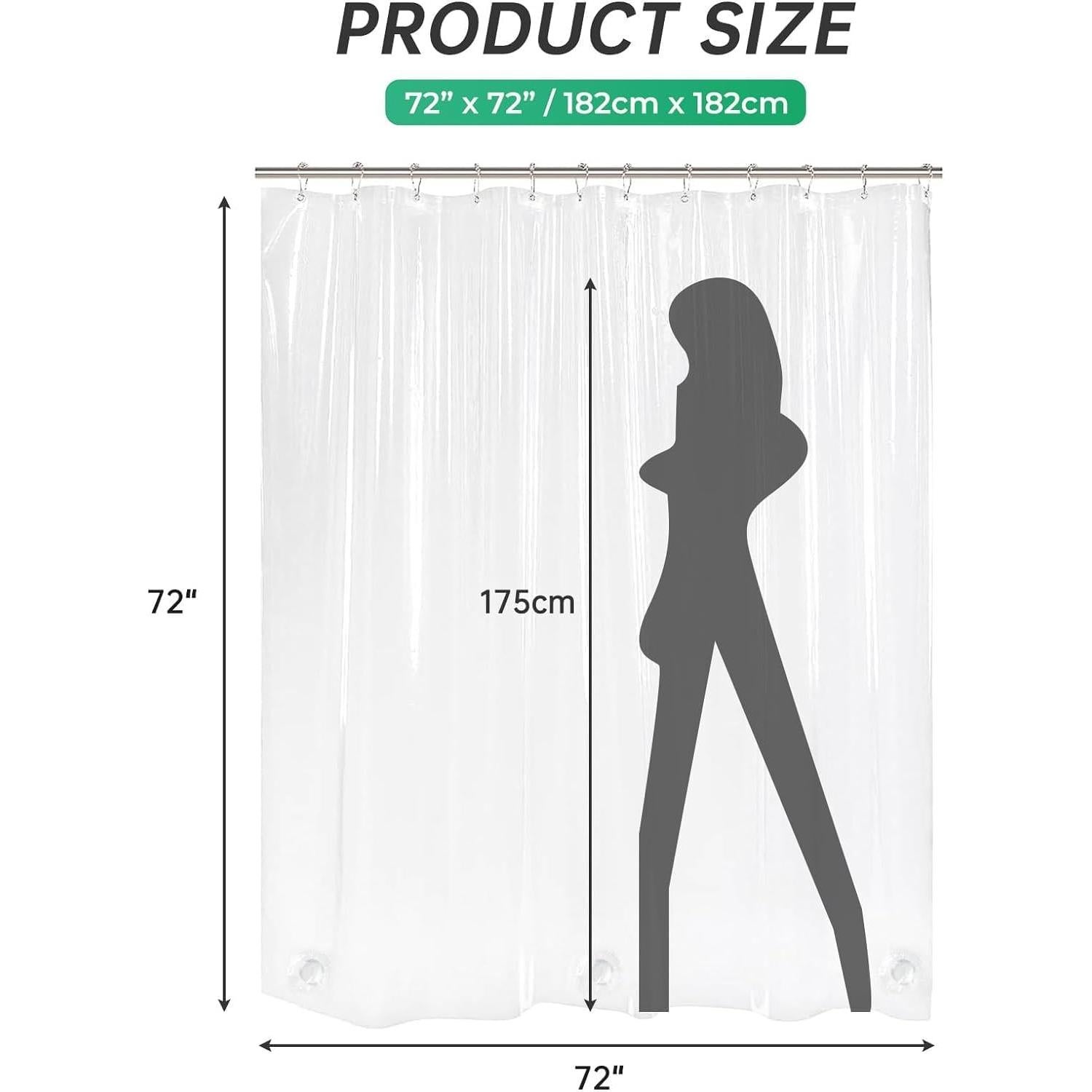 Cortina de Ducha Blanca AmazerBath 72x72 cm, Poliester Gofre