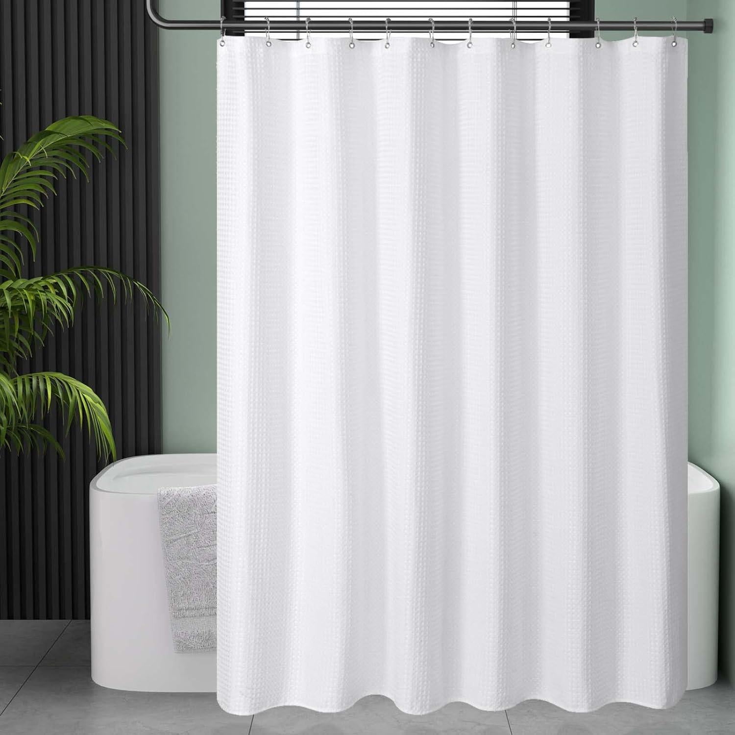 Cortina de Ducha Blanca AmazerBath 72x72 cm, Poliester Gofre