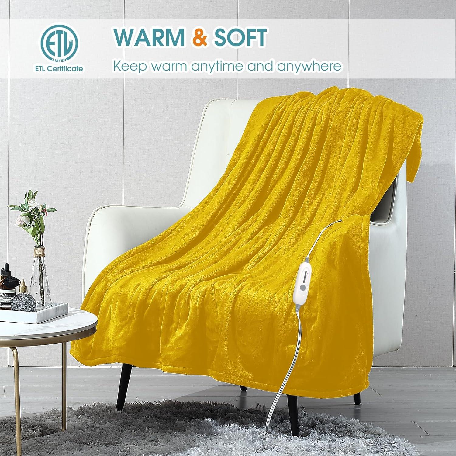 Manta Eléctrica Calentada JIAMEIDING 127x152 cm Amarilla