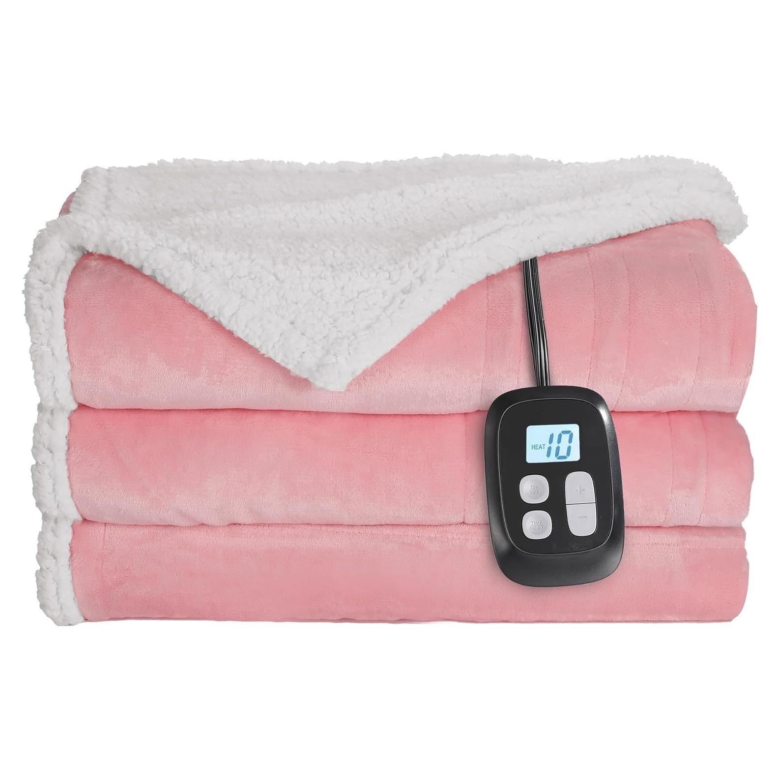 Manta Eléctrica Calentada LaffyLo 183x213cm Rosa Suave