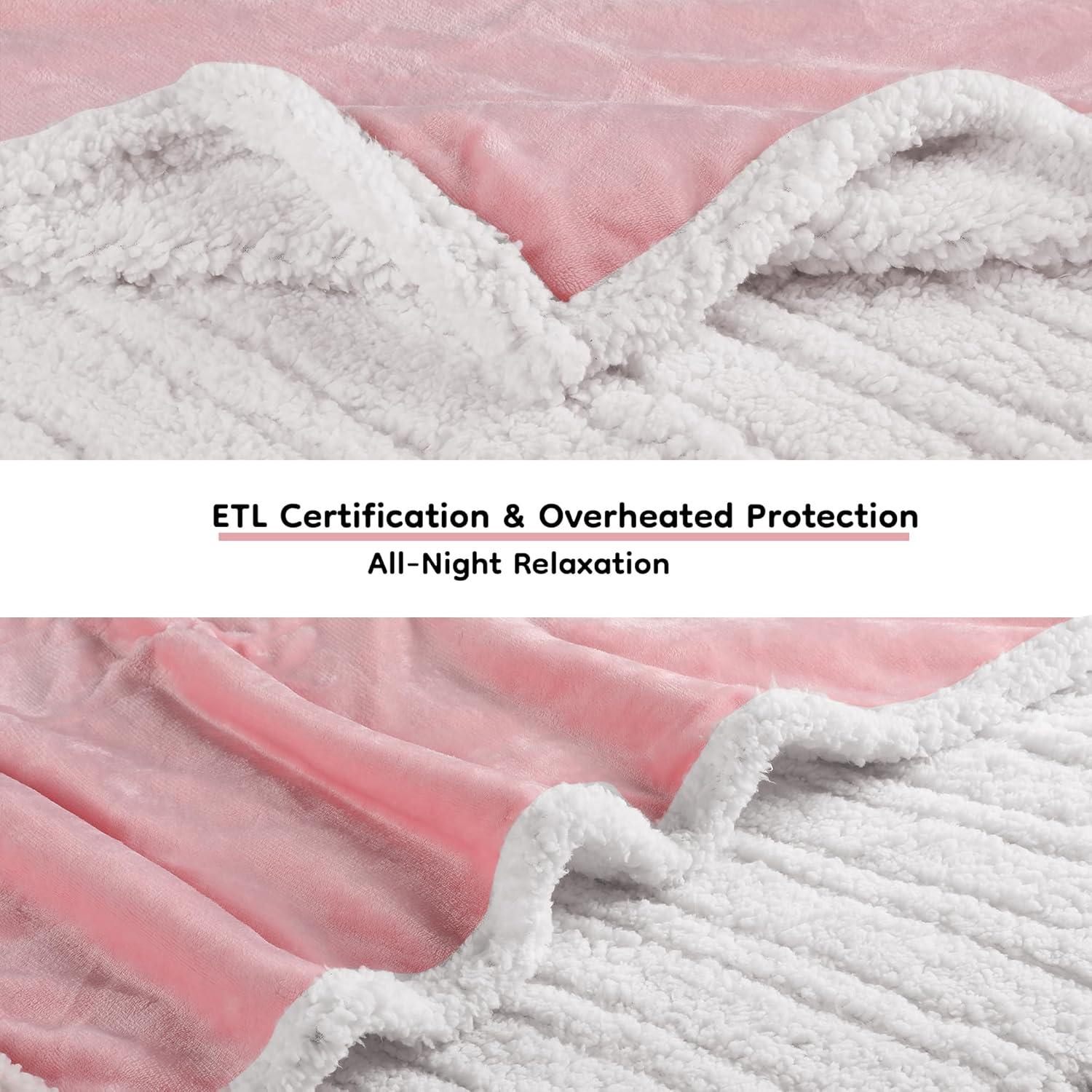 Manta Eléctrica Calentada LaffyLo 183x213cm Rosa Suave