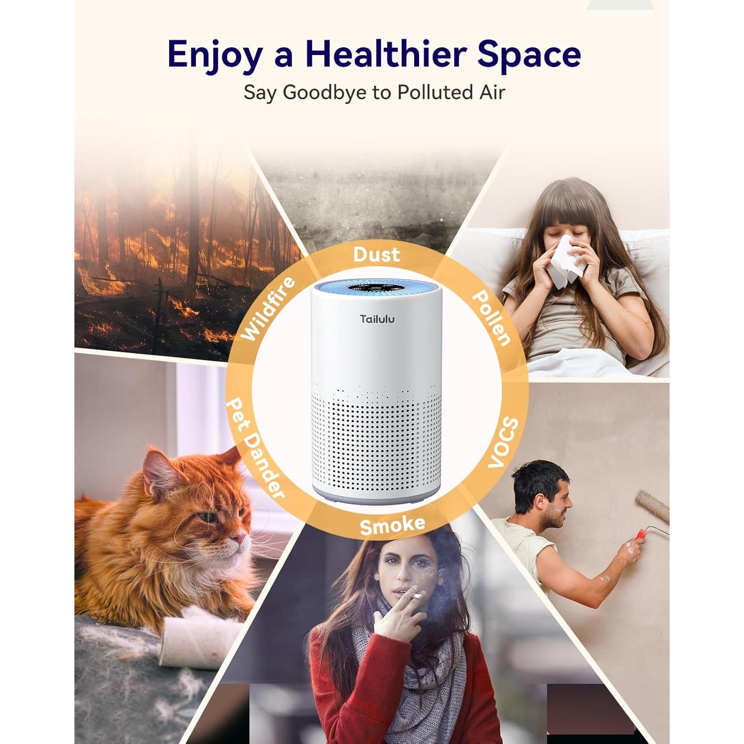 Purificador de Aire HEPA Tailulu AP050 1200 m² Silencioso 12 dB