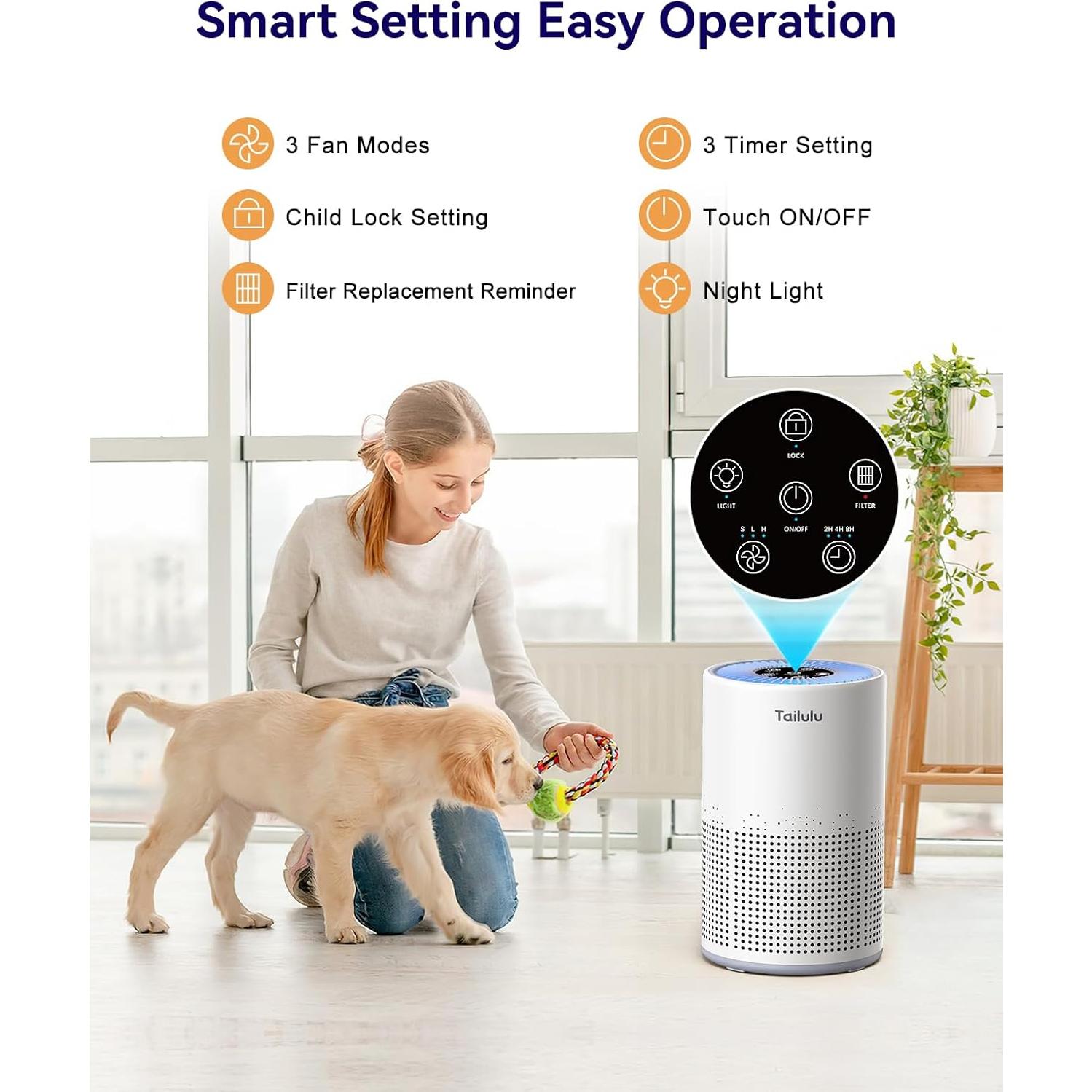 Purificador de Aire HEPA Tailulu AP050 1200 m² Silencioso 12 dB