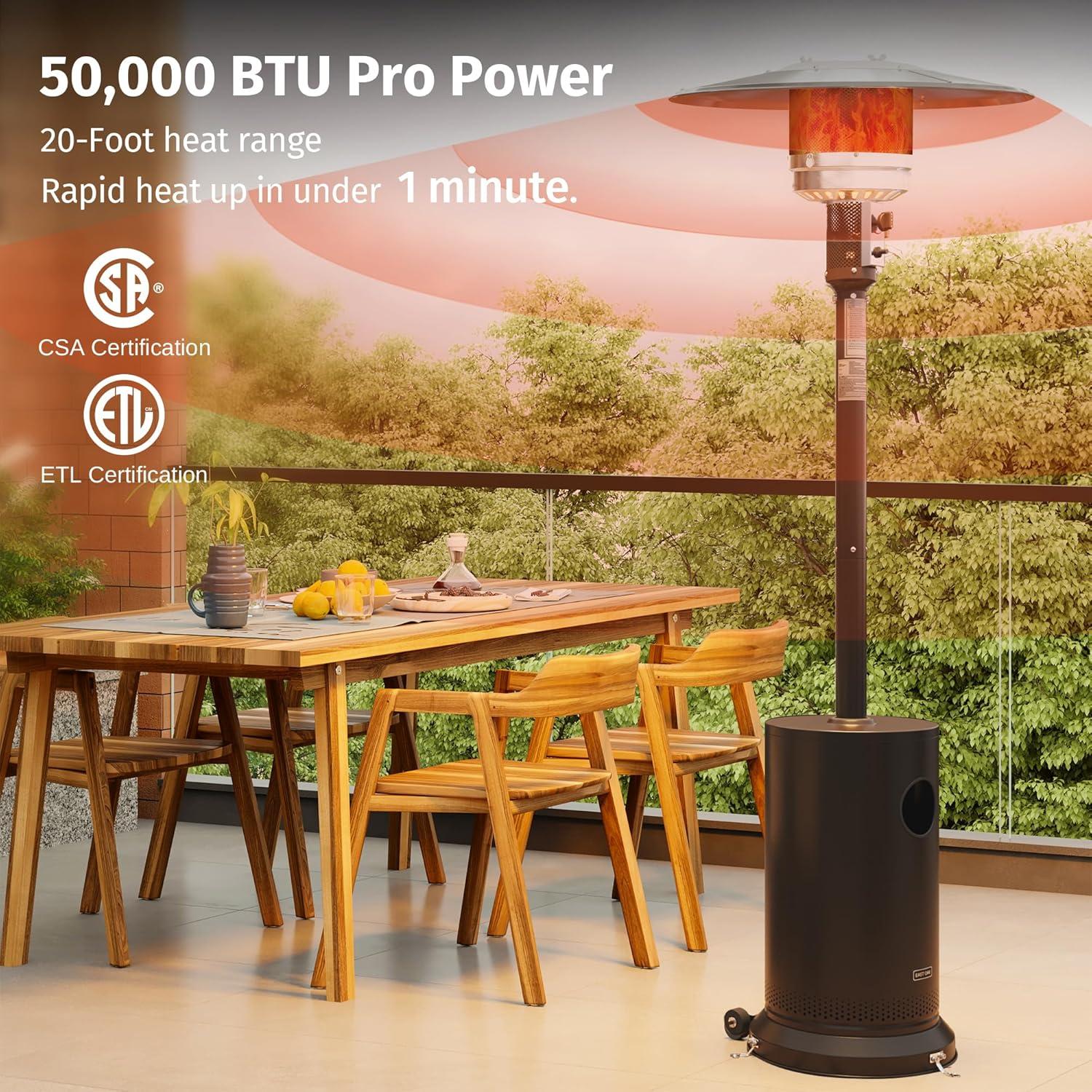 Calentador de Patio EAST OAK 50,000 BTU Propano Marrón
