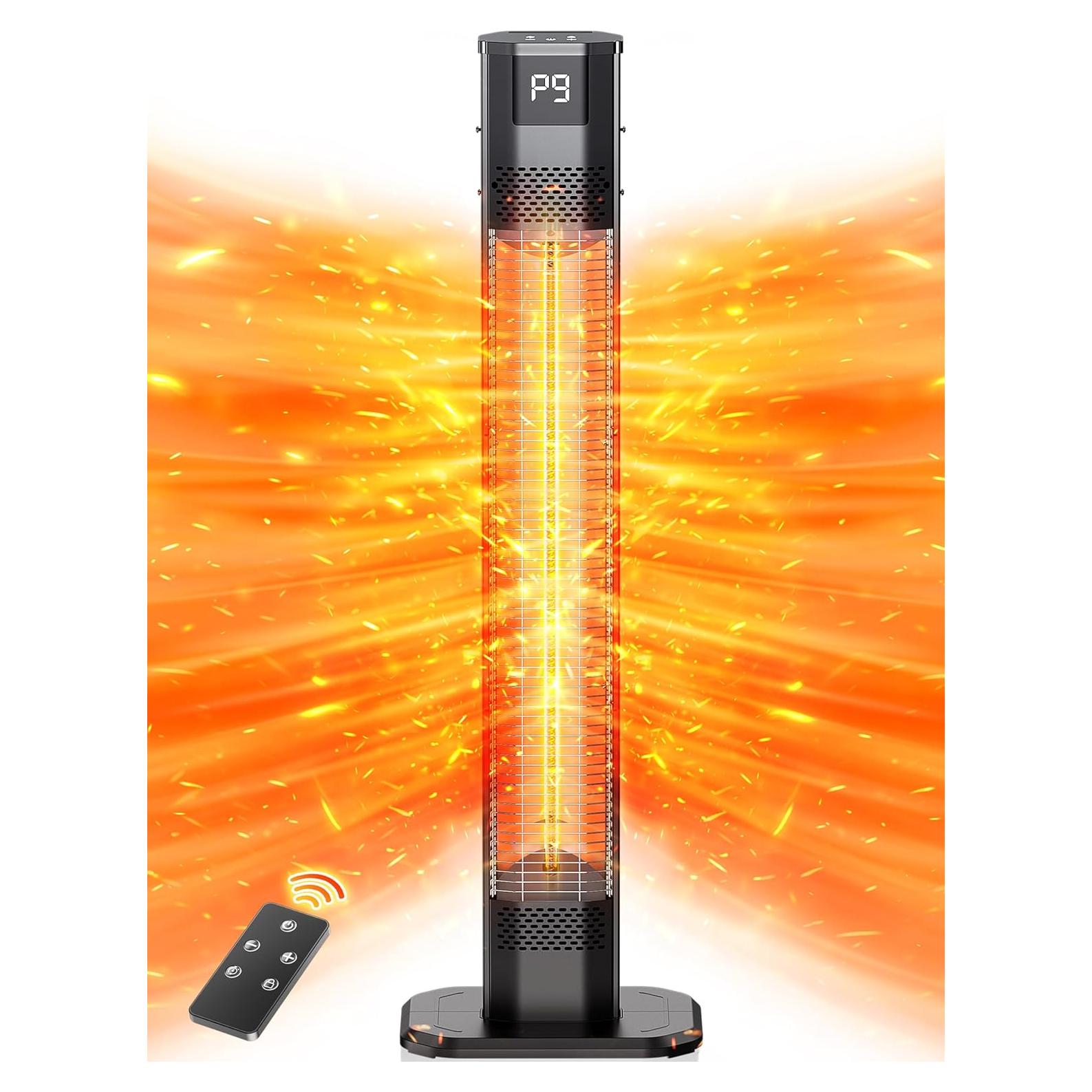 Calentador Eléctrico Infrarrojo VAGKRI 1500W 42" con Control Remoto