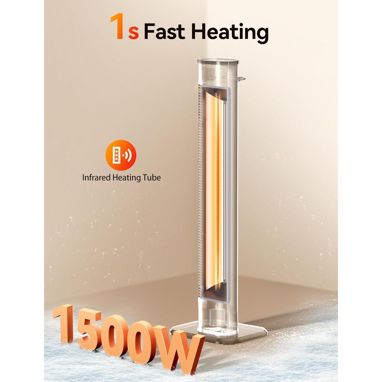 Calentador Eléctrico Infrarrojo VAGKRI 1500W 42" con Control Remoto