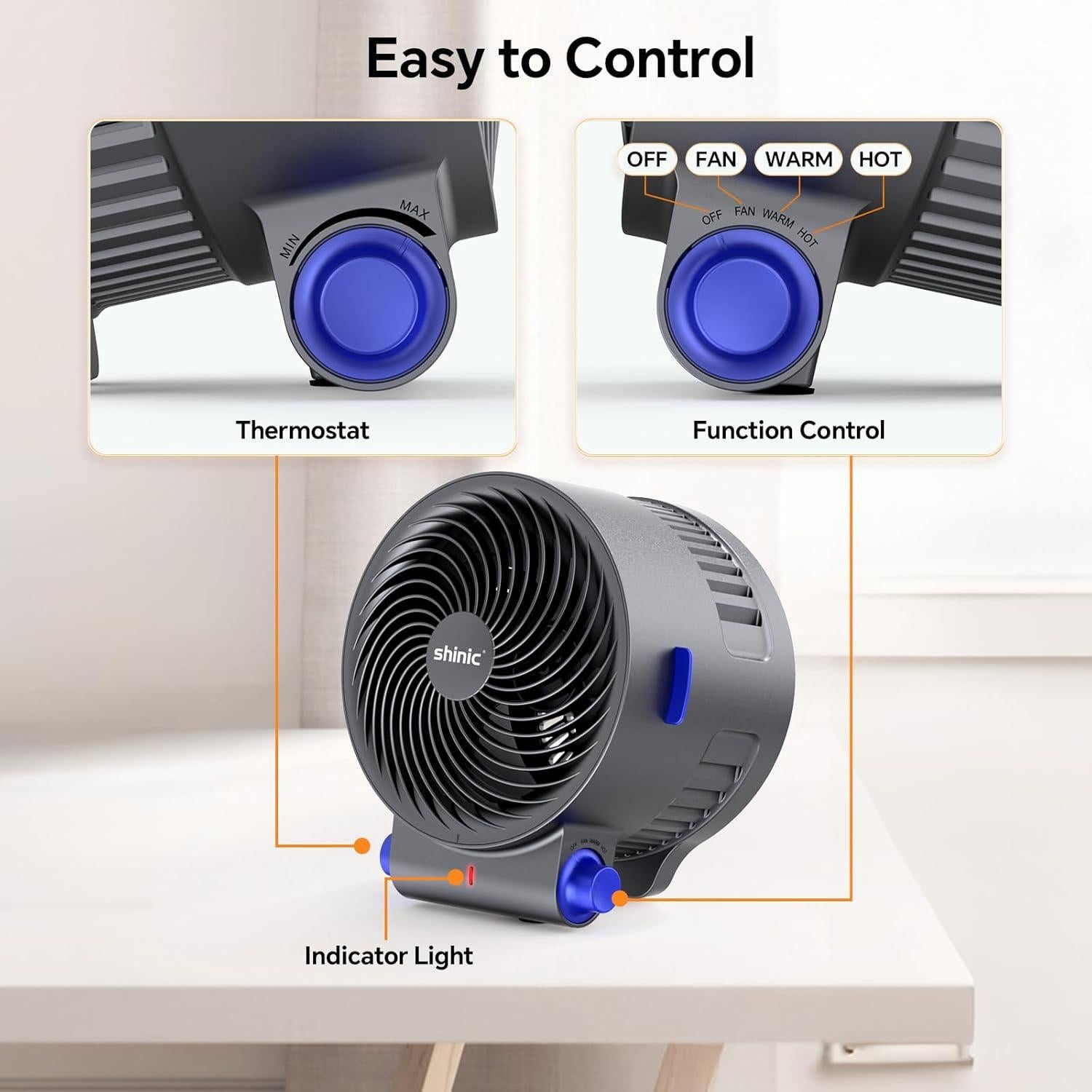 Ventilador y Calefactor Shinic FW406-15, 3 Modos, 1500W