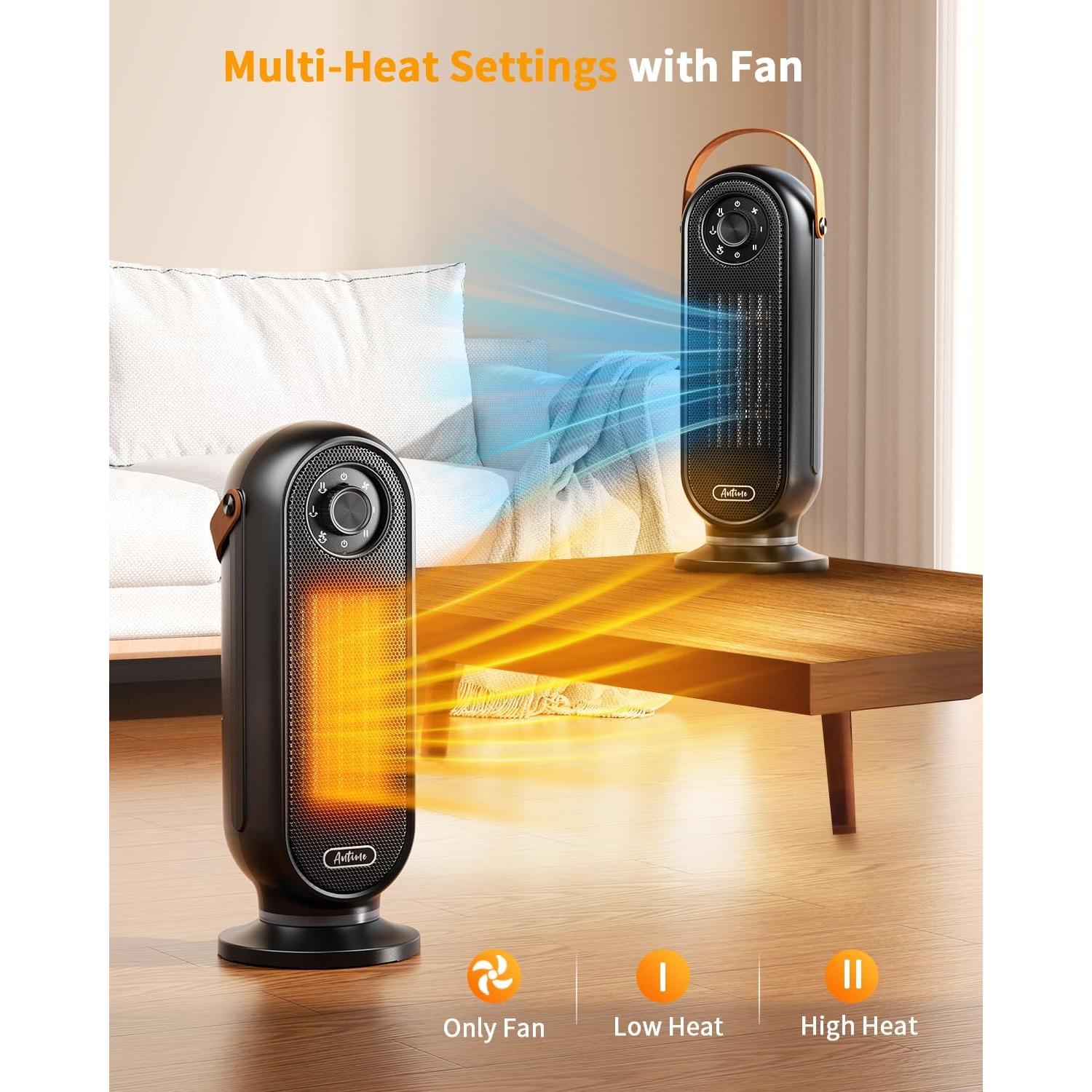 Calentador Eléctrico Portátil Antime 1500W Oscilante 90°