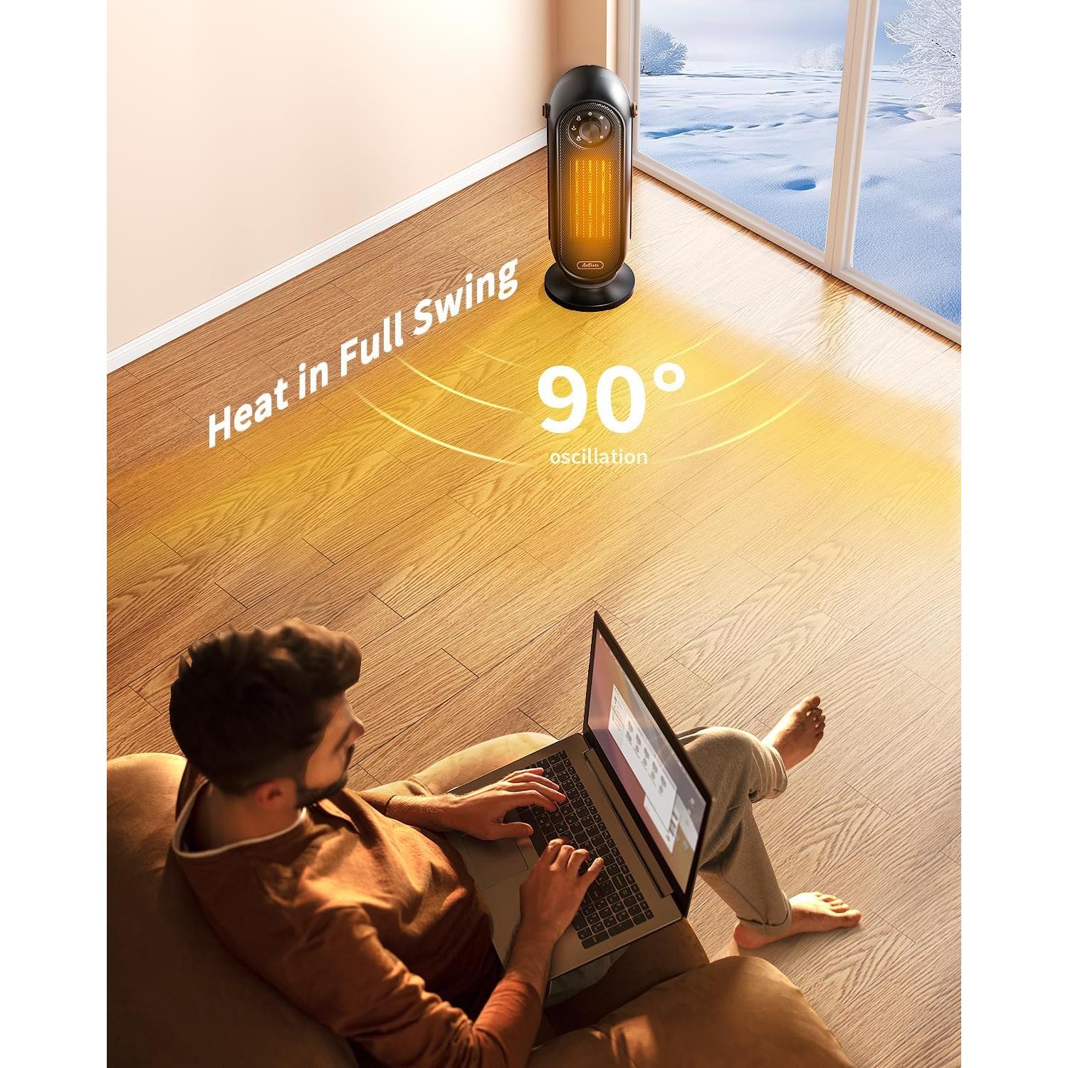 Calentador Eléctrico Portátil Antime 1500W Oscilante 90°