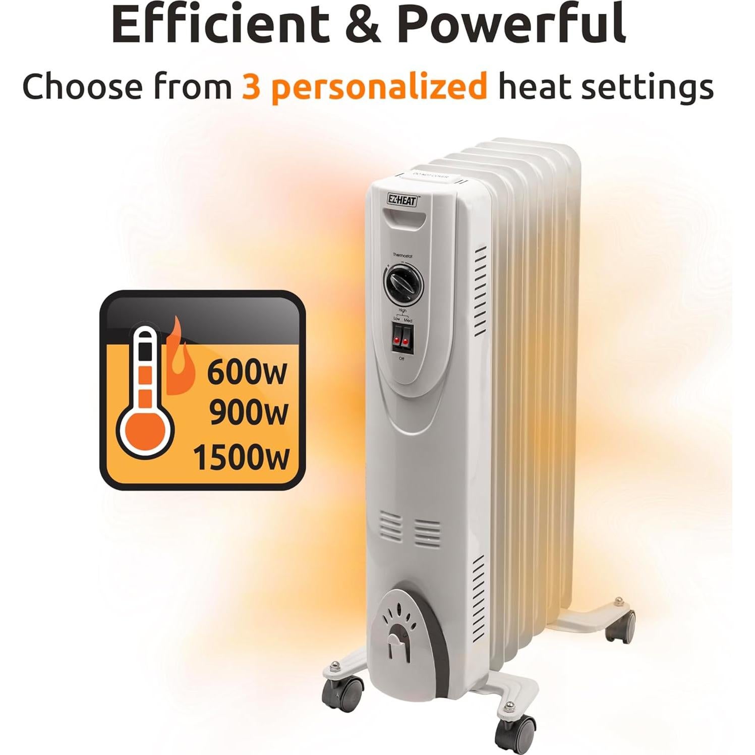 Calentador de Radiador Eléctrico EZ-HEAT 1500W Portátil Blanco