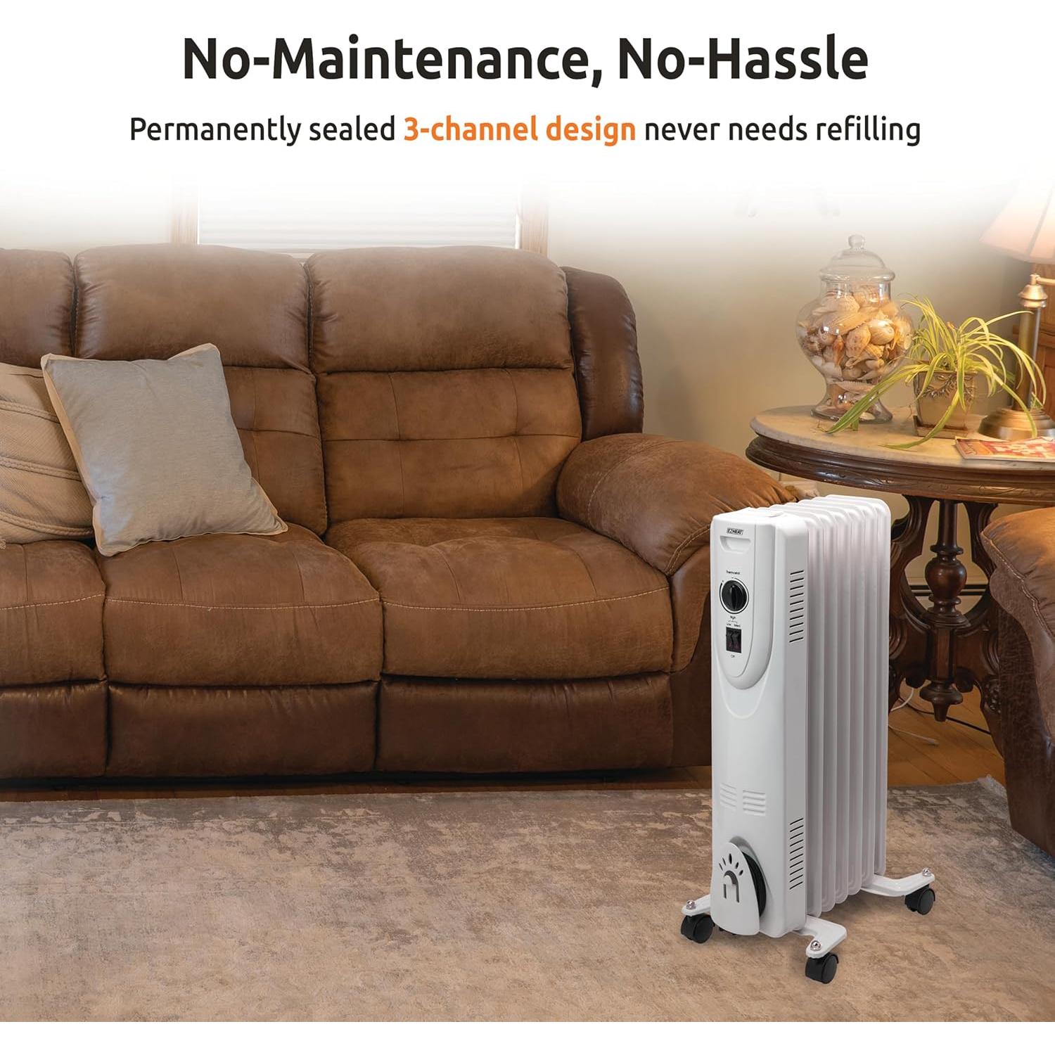 Calentador de Radiador Eléctrico EZ-HEAT 1500W Portátil Blanco