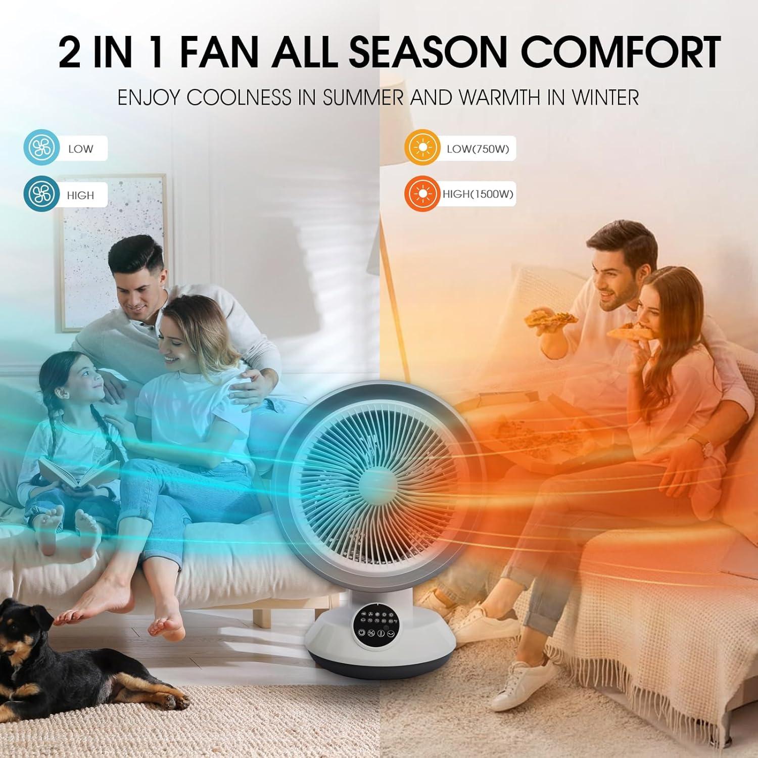 Calefactor y Ventilador 2-en-1 HINEIBER Portátil 750W-1500W