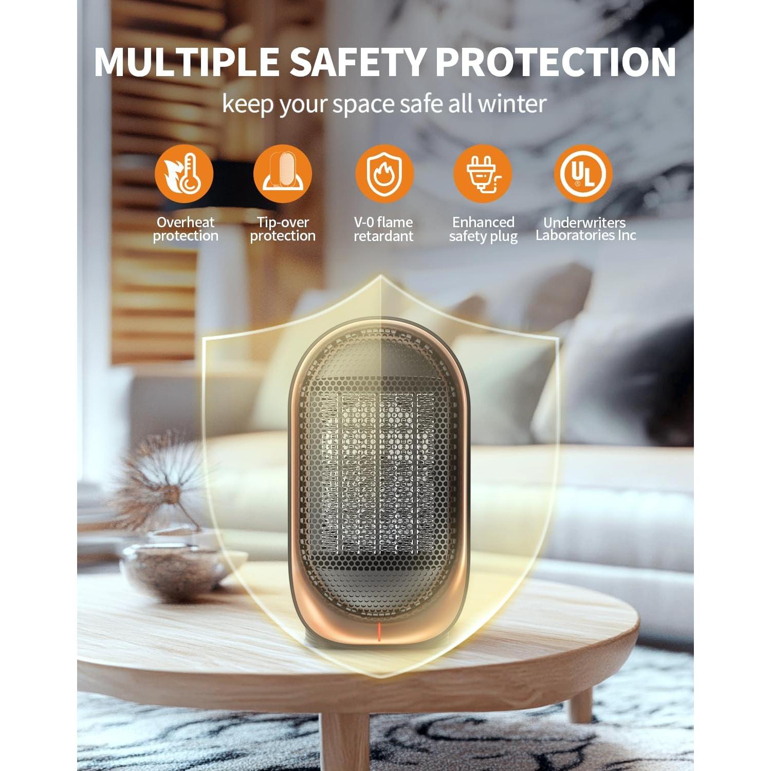 Calentador Eléctrico de Espacio BZGG Q22 Portátil 1000W Negro