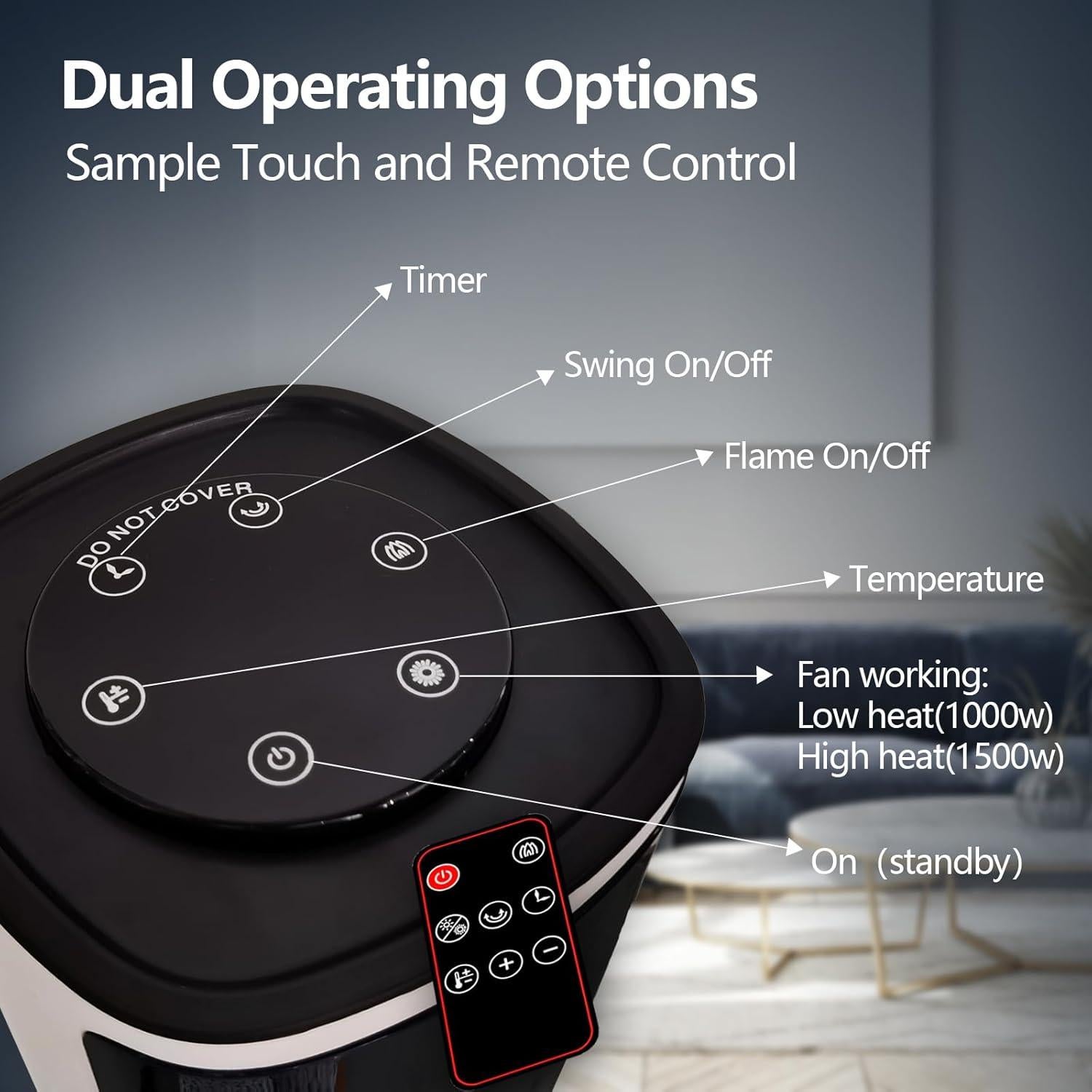 Calentador de espacio cerámico HINEIBER 750W/1500W con control remoto