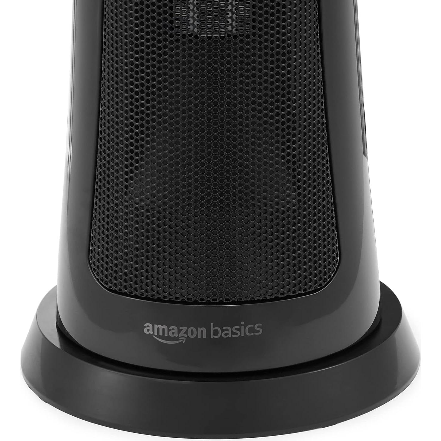 Calefactor de Torre Oscilante Amazon Basics 1500W Negro