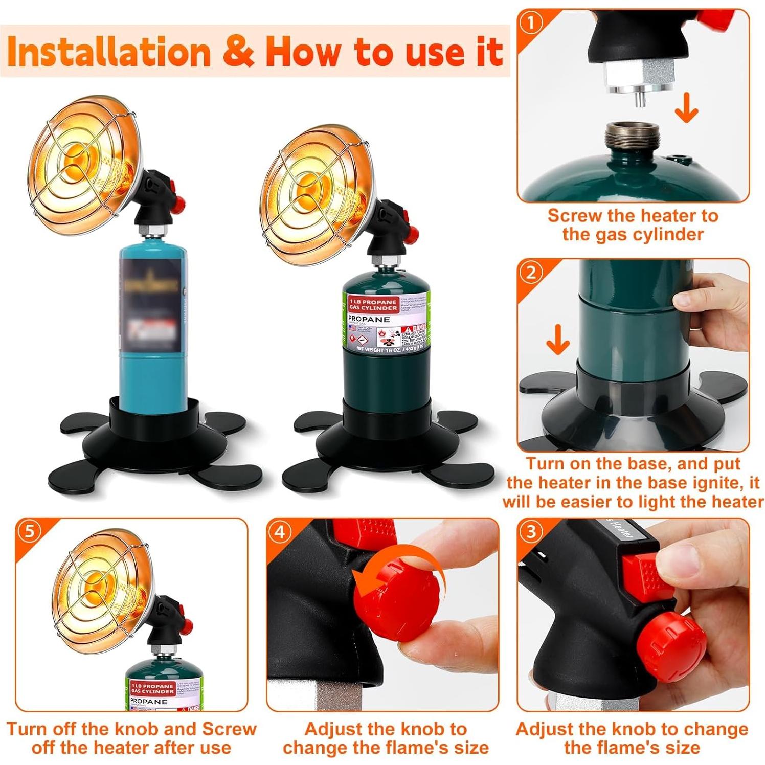 Calentador de Propano Portátil HEYDUOTON V3 3800 BTU para Camping