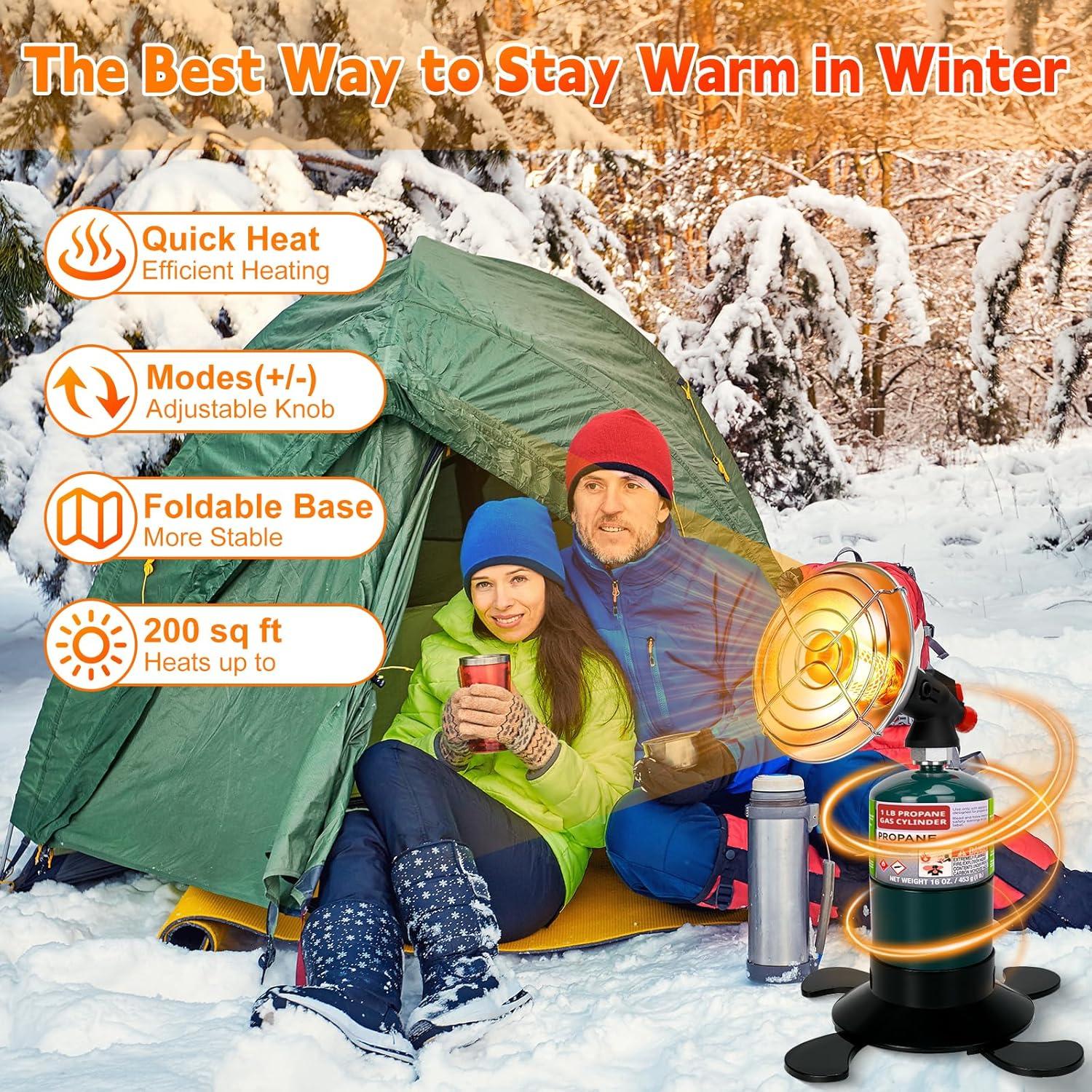 Calentador de Propano Portátil HEYDUOTON V3 3800 BTU para Camping