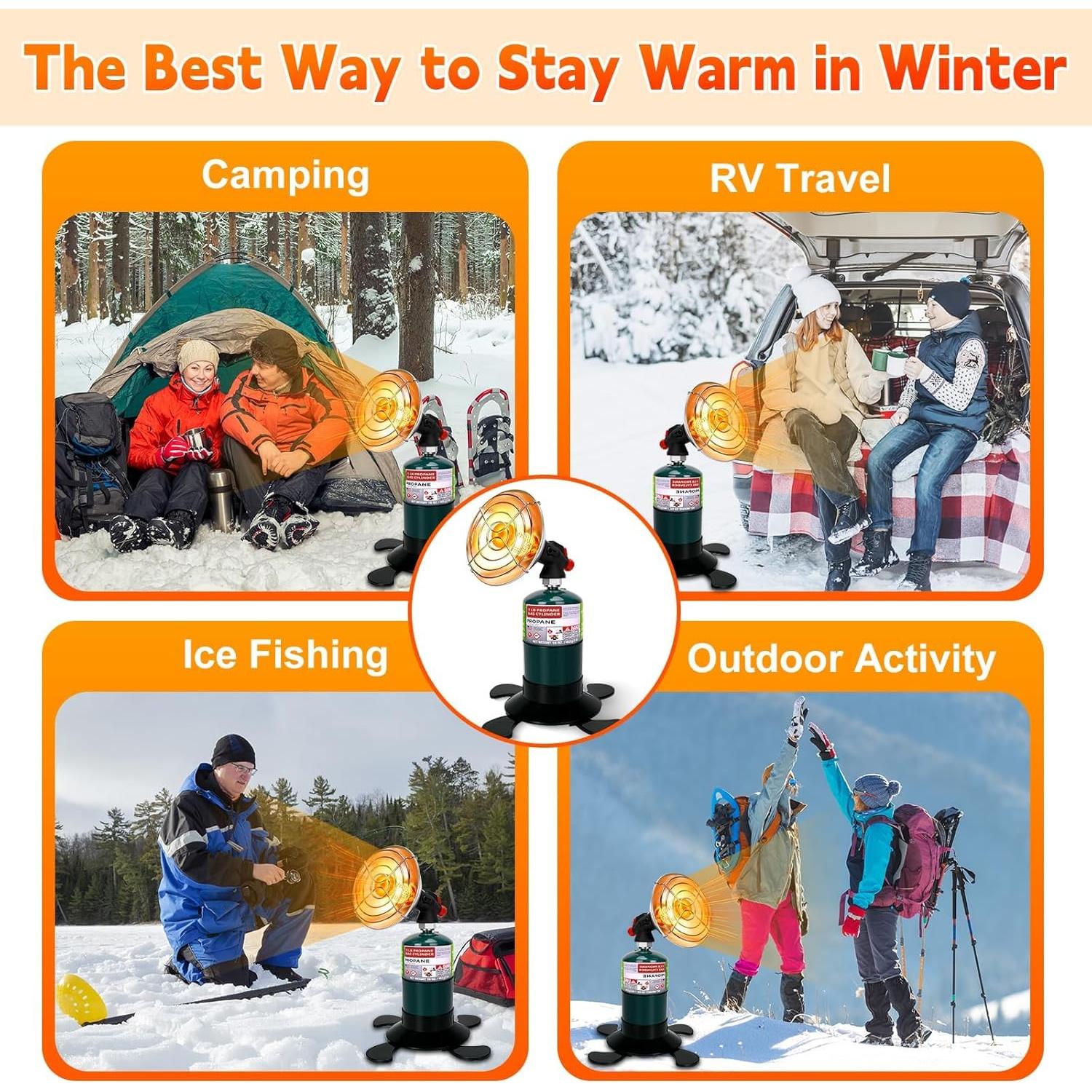 Calentador de Propano Portátil HEYDUOTON V3 3800 BTU para Camping