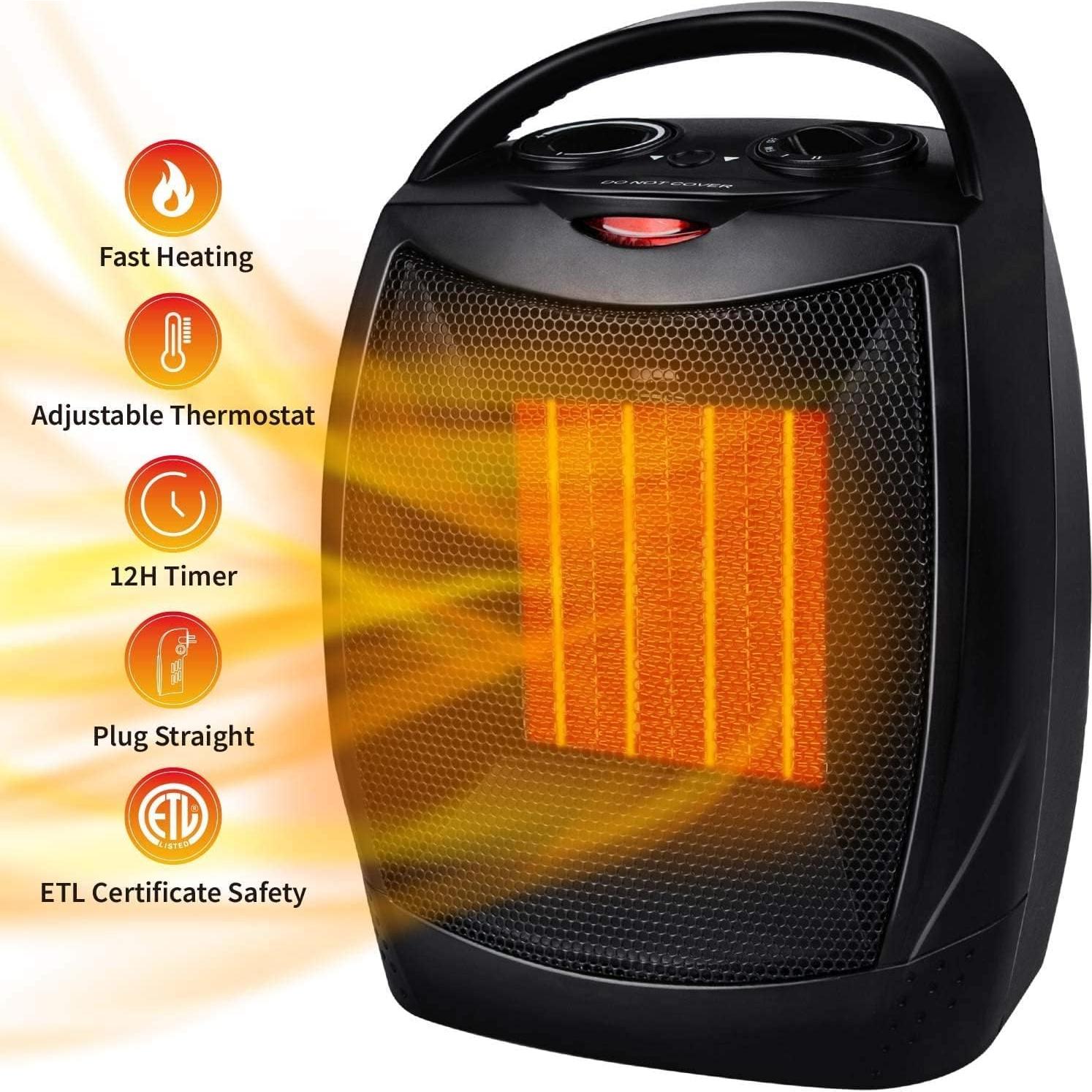 Calentador Eléctrico Upwsma PTC-905A 750W/1500W Negro