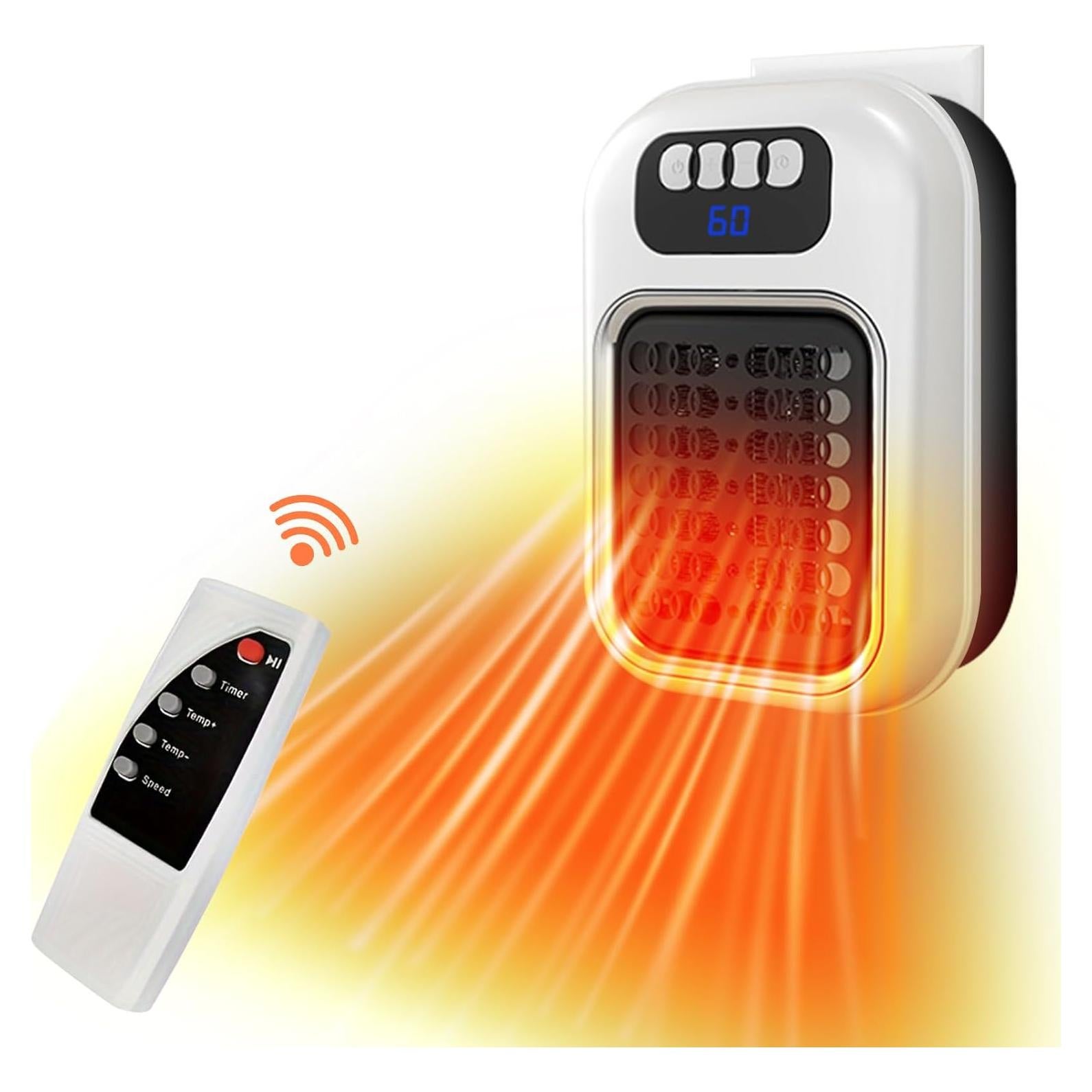 Calentador de espacio eléctrico SUIDREAMS 370W con termostato y LED