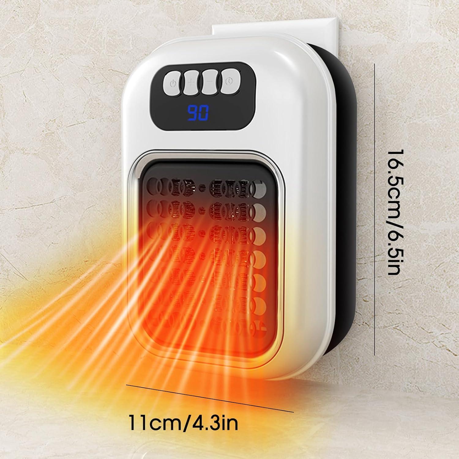 Calentador de espacio eléctrico SUIDREAMS 370W con termostato y LED