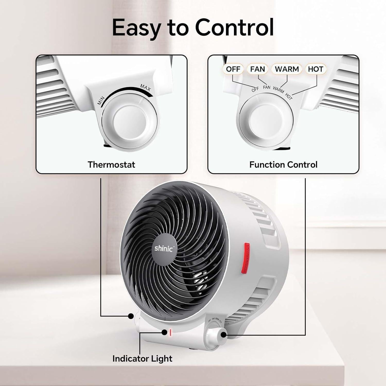 Calefactor y Ventilador 2 en 1 Shinic FW406 1500W Blanco