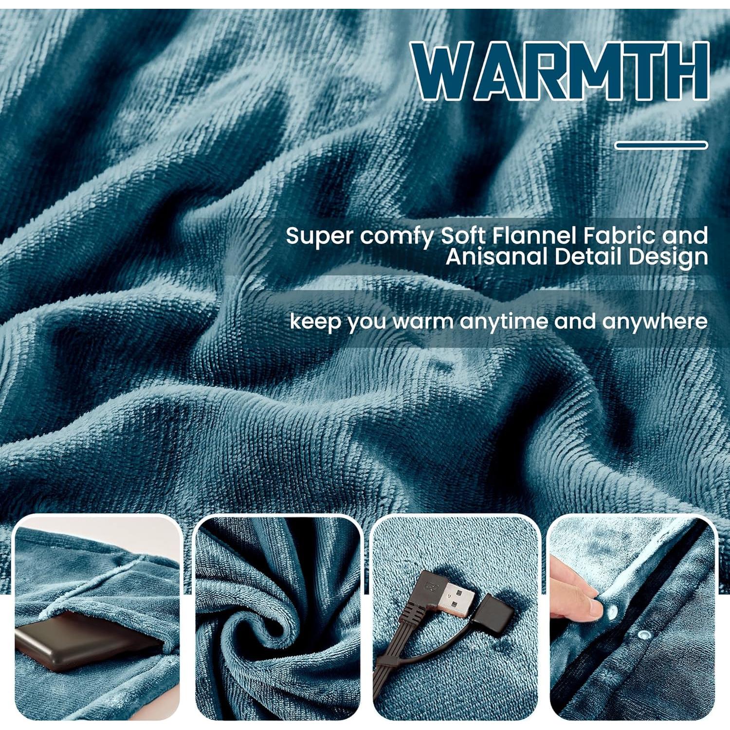 Manta Térmica Eléctrica MAXEVE 10000mAh Azul Polvoriento